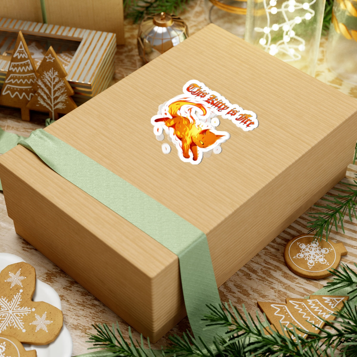 This Kitty Is Fire Sticker — Fiery Cat Kiss-Cut Vinyl Sticker