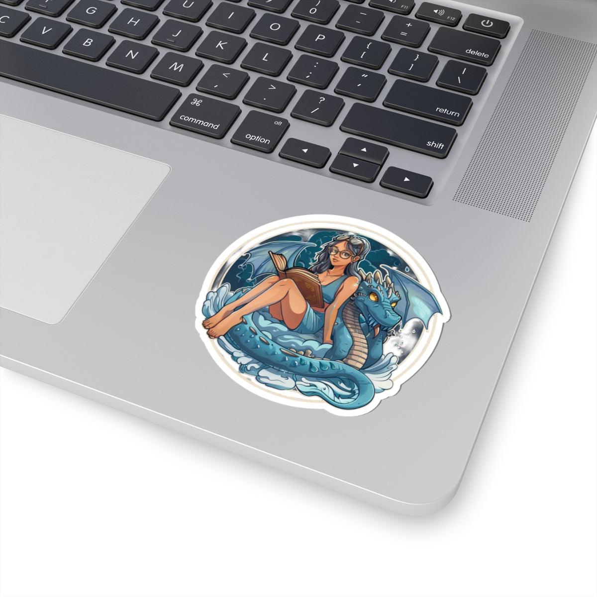 Enchanting Dragon and Reader Kiss-Cut Sticker