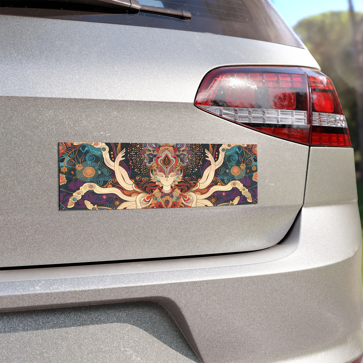 Psychedelic Floral Octopus Car Magnet – Long Decorative Bumper Sticker