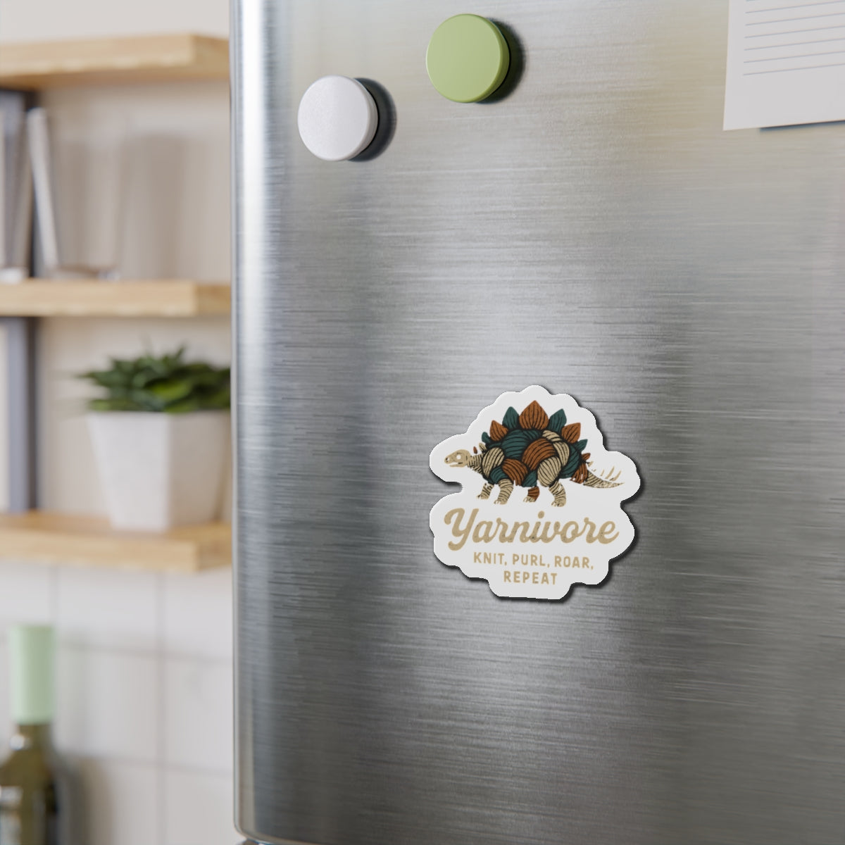 Yarnivore Knit, Purl, Roar Die-Cut Magnet