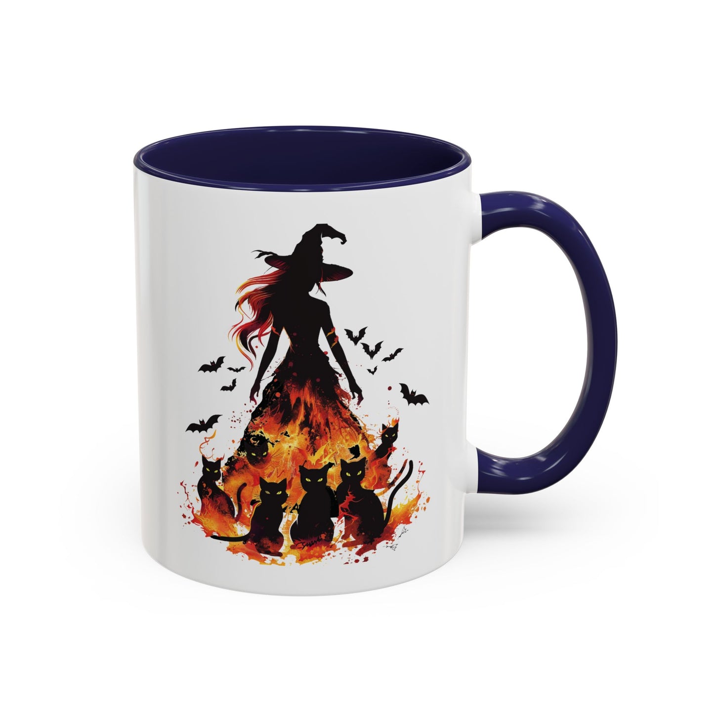 Witchy Charm Accent Coffee Mug - Perfect for Halloween and Cat Lovers