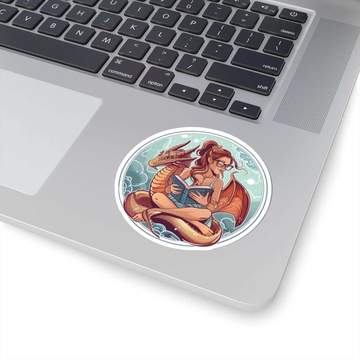 Whimsical Dragon Reader Kiss-Cut Sticker
