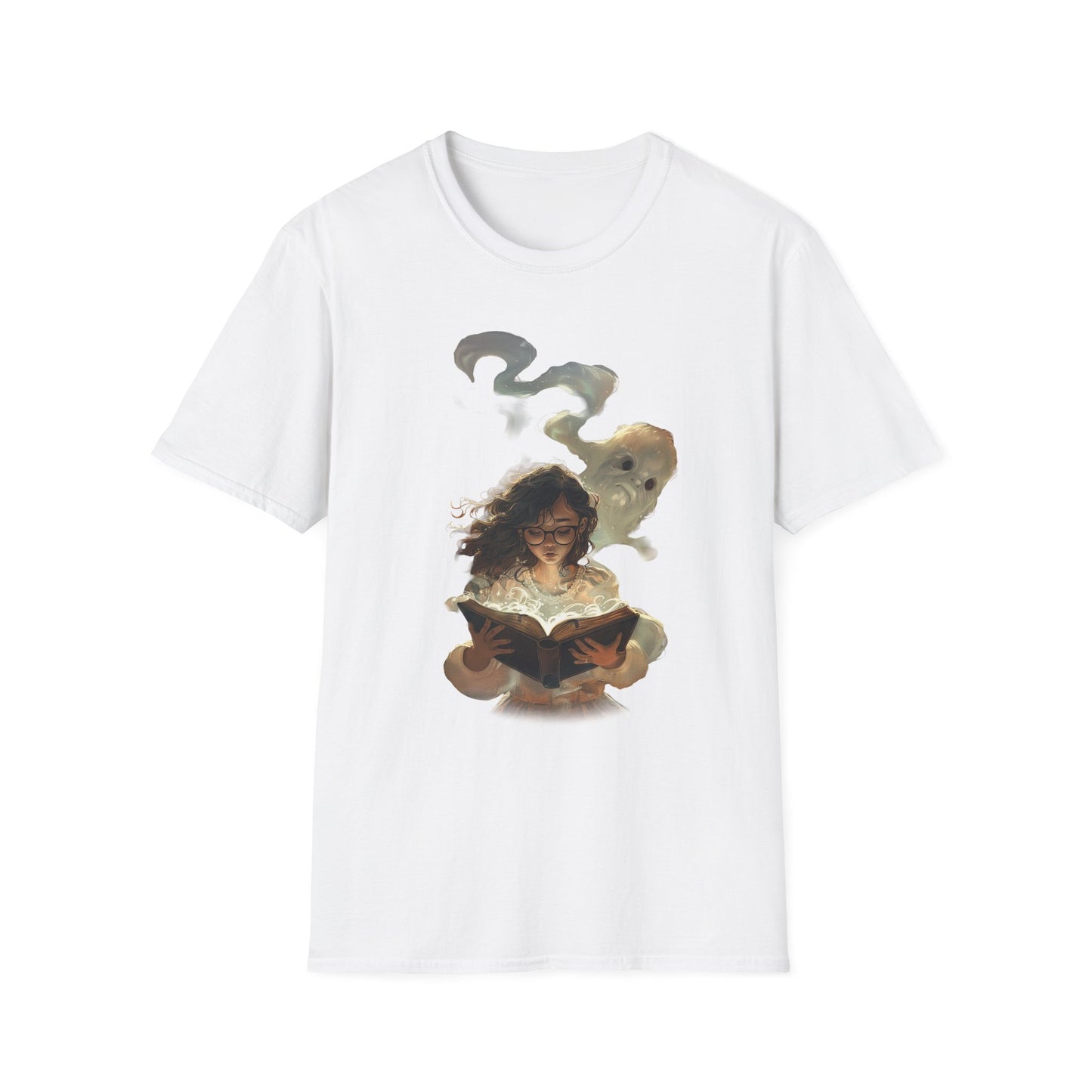 Mystical Reader T-Shirt, Softstyle Tee for Book Lovers, Gift for Readers, Cozy Casual Wear, Perfect for Book Clubs, Literary Gifts