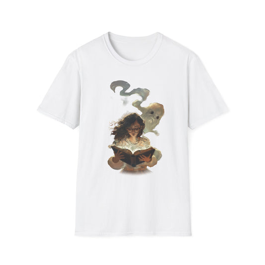 Mystical Reader T-Shirt, Softstyle Tee for Book Lovers, Gift for Readers, Cozy Casual Wear, Perfect for Book Clubs, Literary Gifts