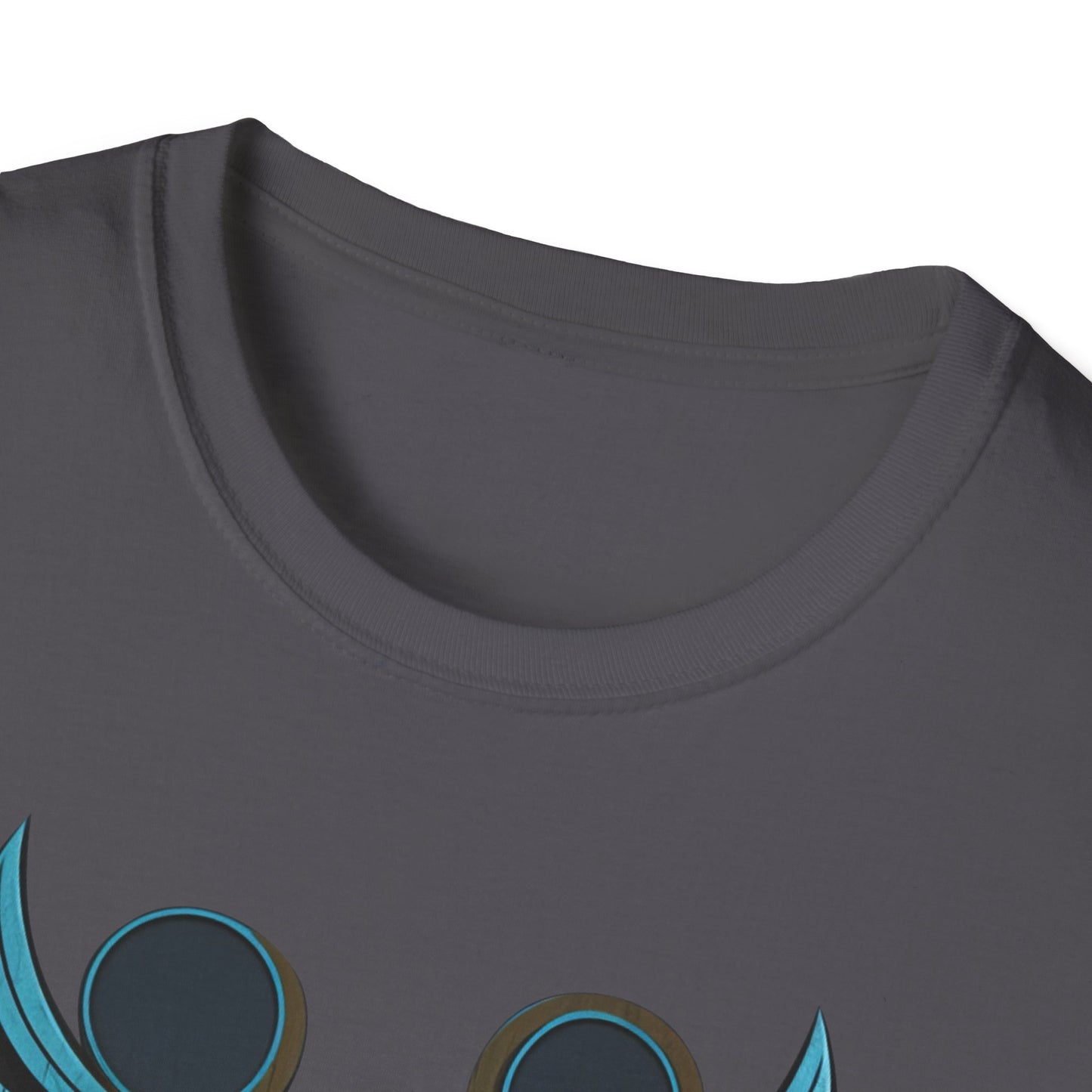 Stylized Blue and Gold Owl Design T-Shirt