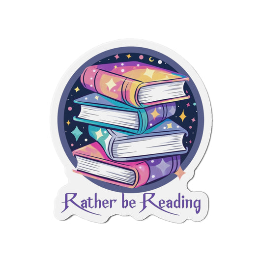 Rather Be Reading Bookstack Magnet — Cute Literary Die-Cut Fridge Magnet