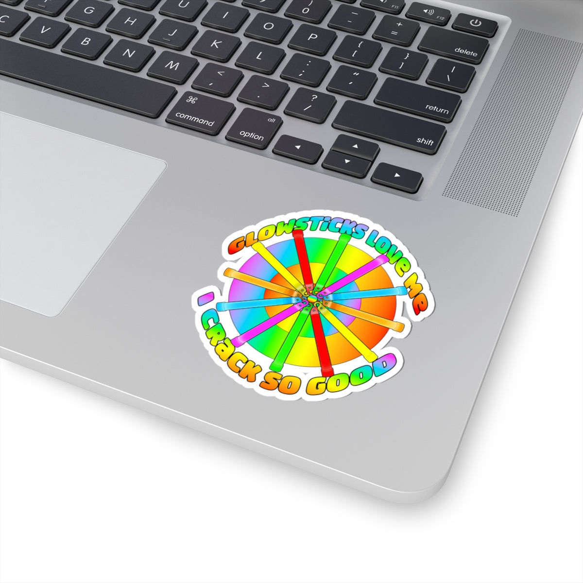 Glowsticks Love Me Kiss-Cut Sticker — Rainbow Rave Party Decal
