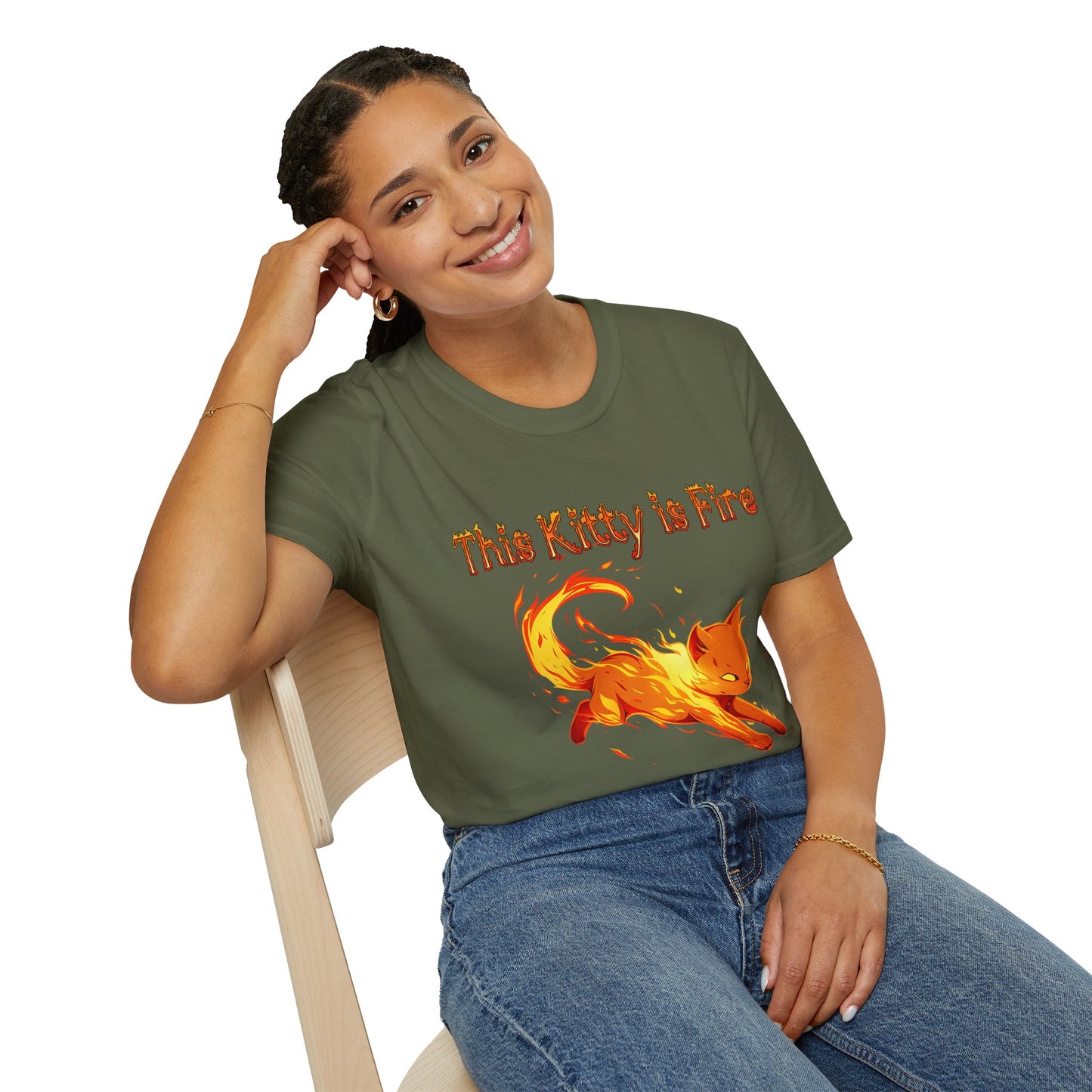 This Kitty is Fire Cat Lover's Unisex T-Shirt - 'This Kitty is Fire' Graphic Tee