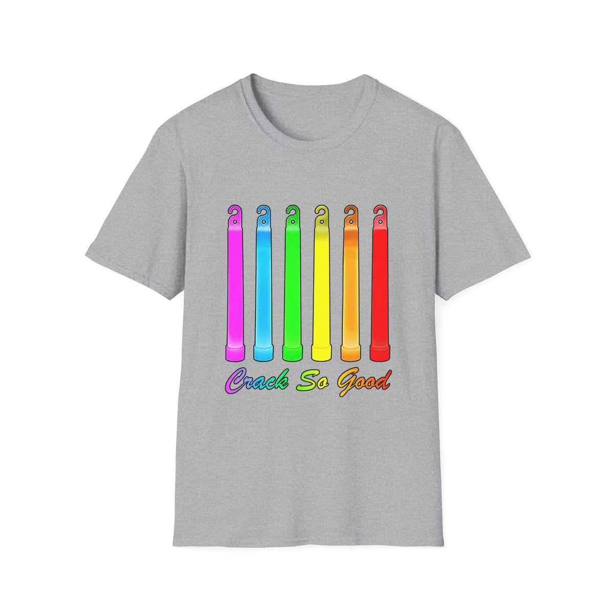 Rainbow Glow Crack Pipe Graphic T-Shirt — 'Crack So Good' Novelty Tee