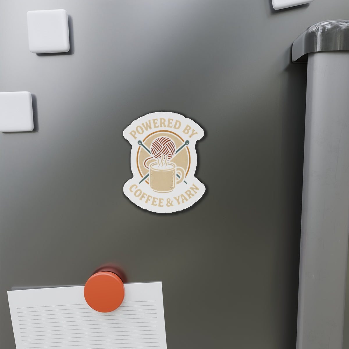 Powered by Coffee & Yarn — Knitting Lover Die-Cut Magnet