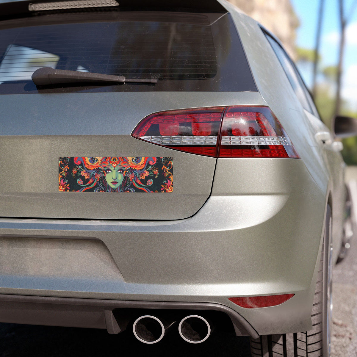 Psychedelic Goddess Car Magnet — Vibrant Boho Rear Bumper Decor