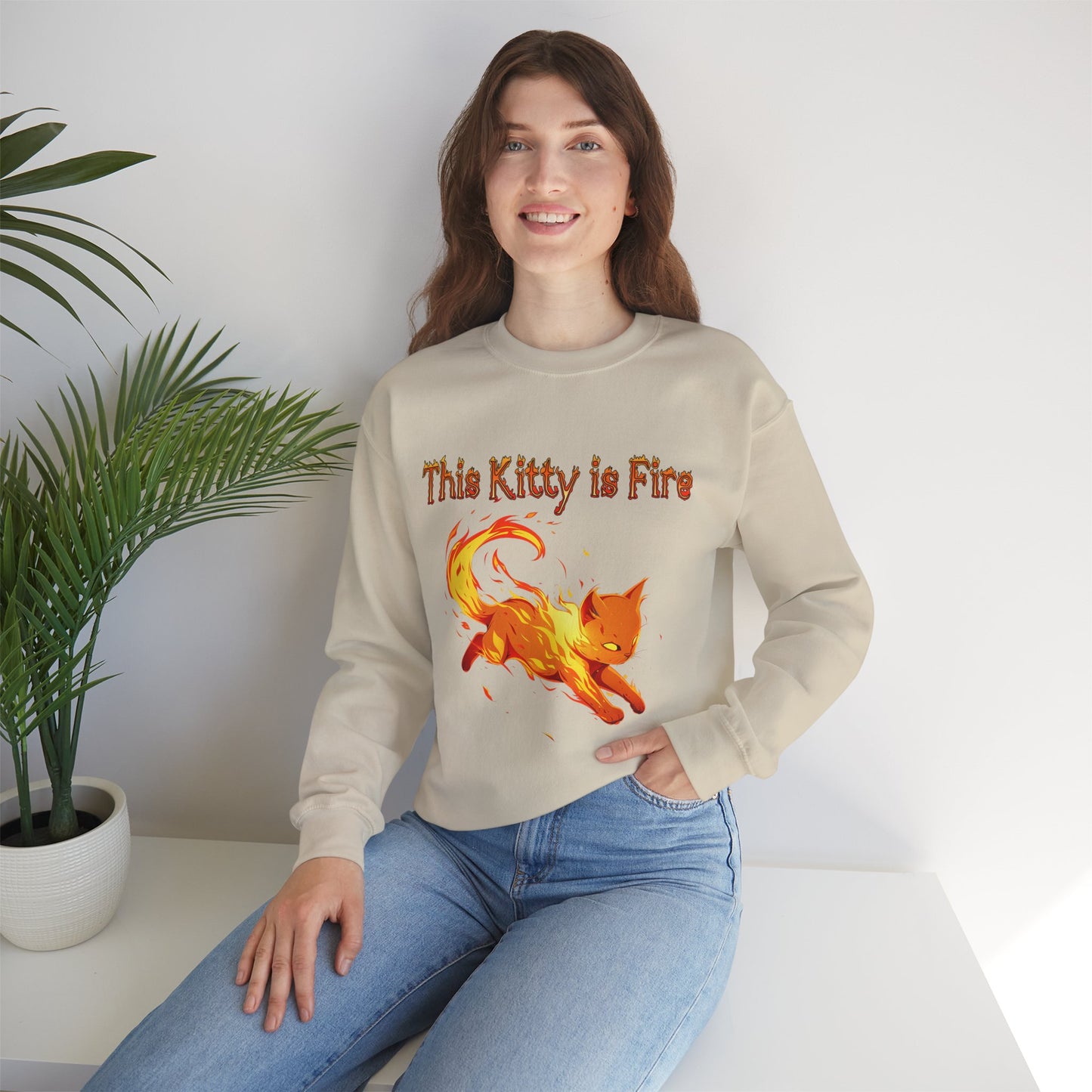 This Kitty is Fire Unisex Heavy Blend™ Crewneck Sweatshirt