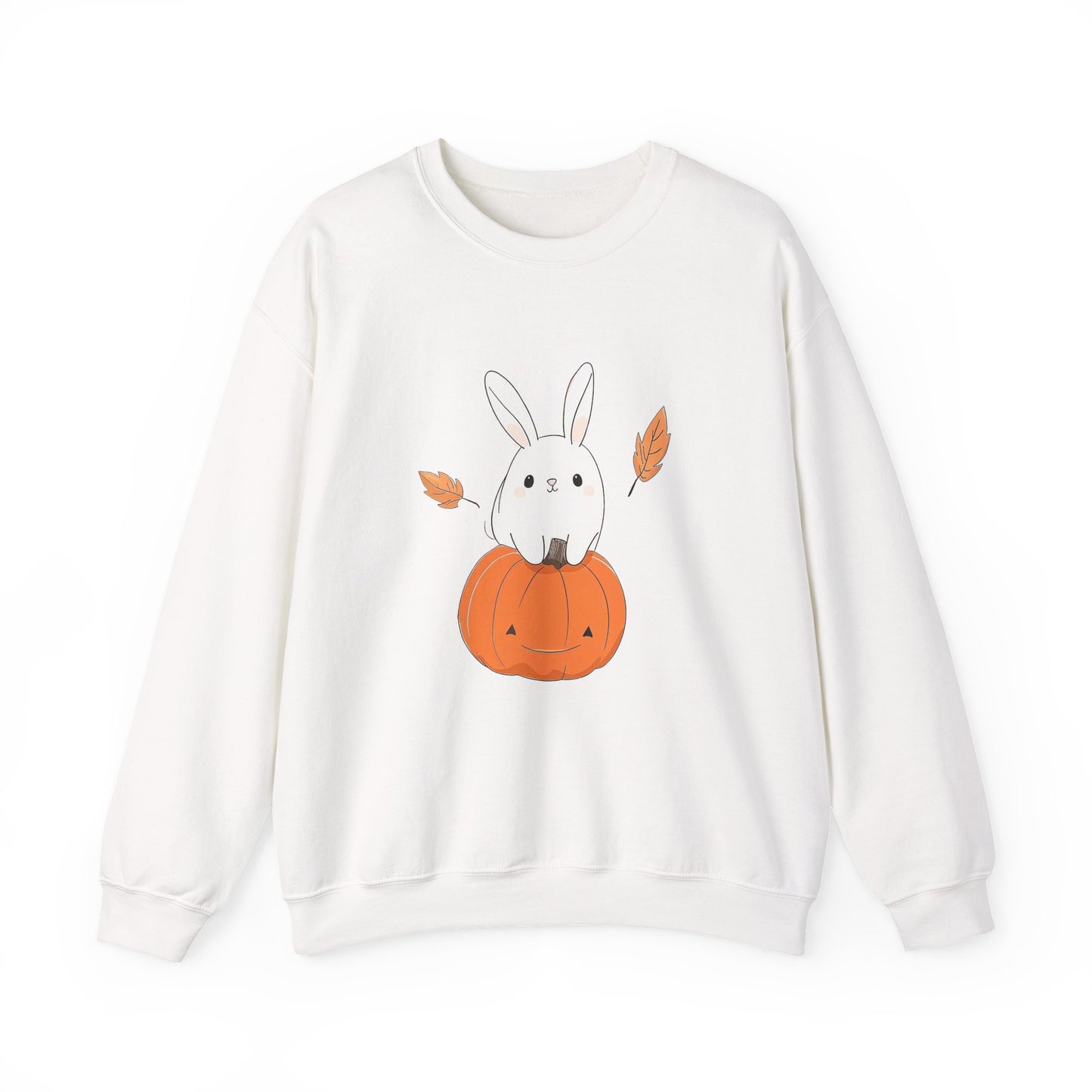 Cute Bunny and Pumpkin Crewneck Sweatshirt - Fall Unisex Pullover