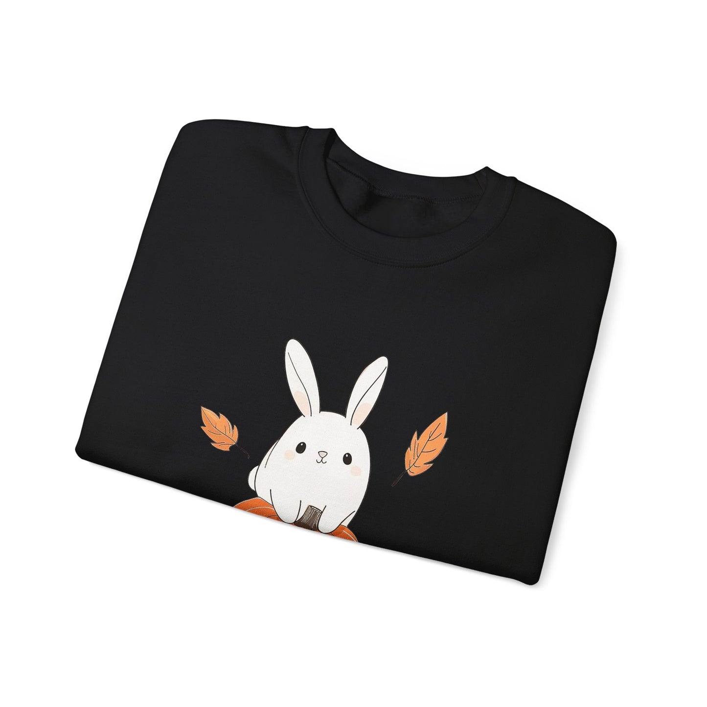 Cute Bunny and Pumpkin Crewneck Sweatshirt - Fall Unisex Pullover