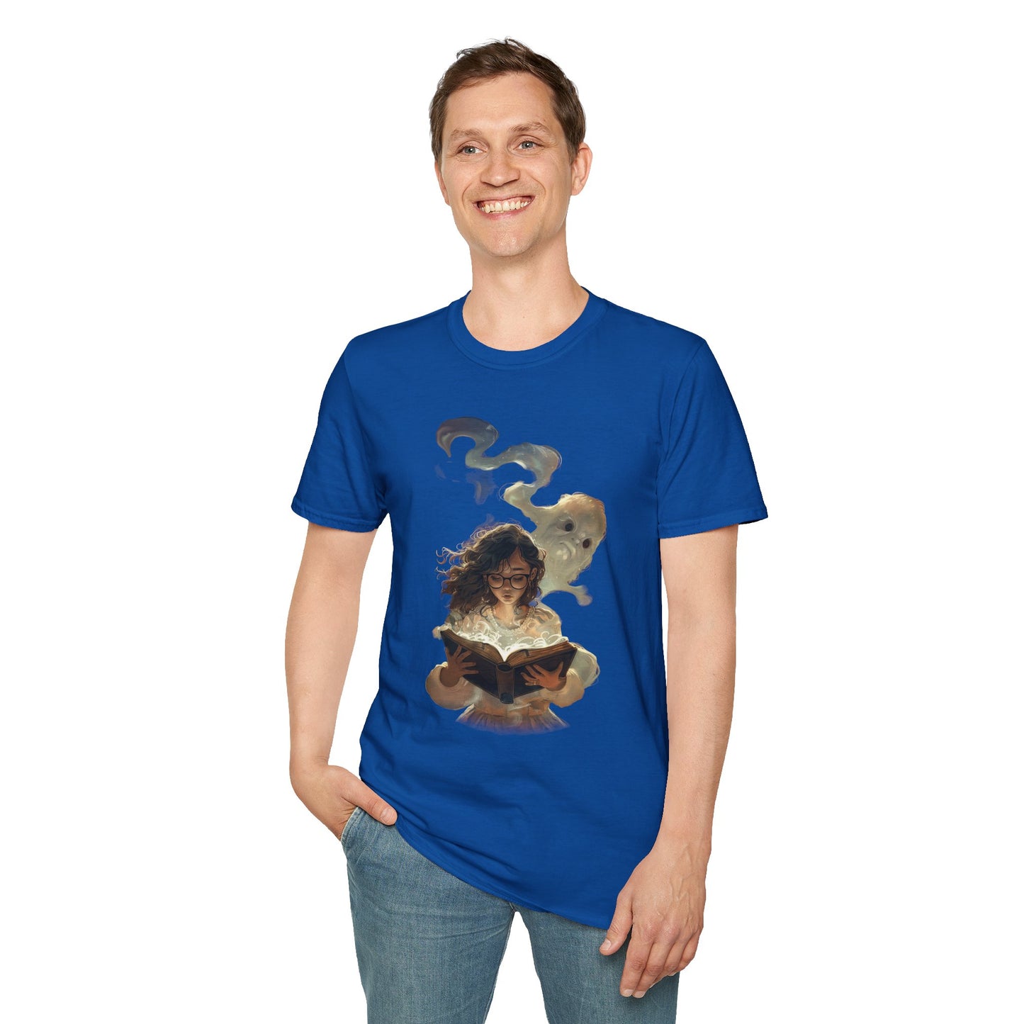 Mystical Reader T-Shirt, Softstyle Tee for Book Lovers, Gift for Readers, Cozy Casual Wear, Perfect for Book Clubs, Literary Gifts