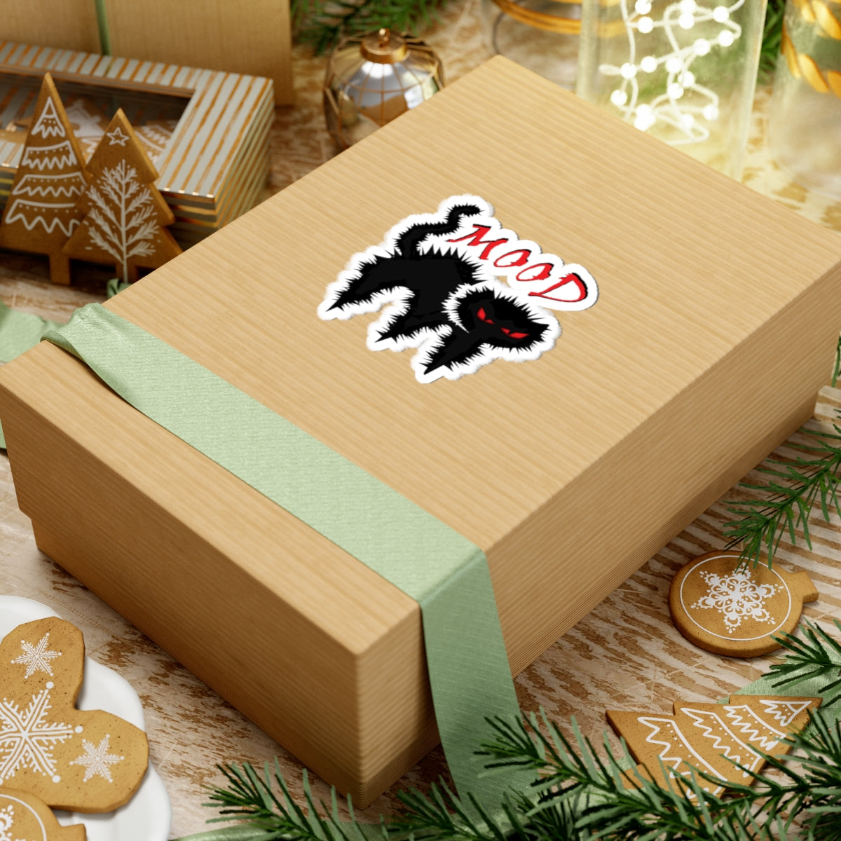 Angry Black Cat "Mood" Kiss-Cut Sticker — Spooky Laptop Decal