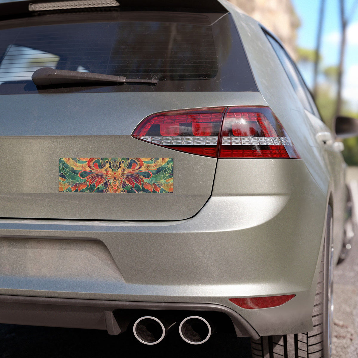 Bohemian Floral Mandala Car Magnet — Colorful Psychedelic Front Bumper Sticker Magnet