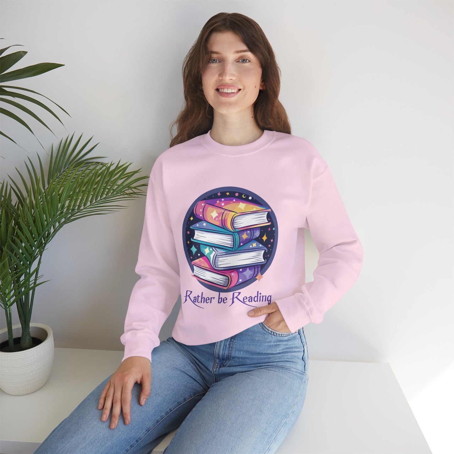 Rather be Reading Book Lovers Crewneck Sweatshirt