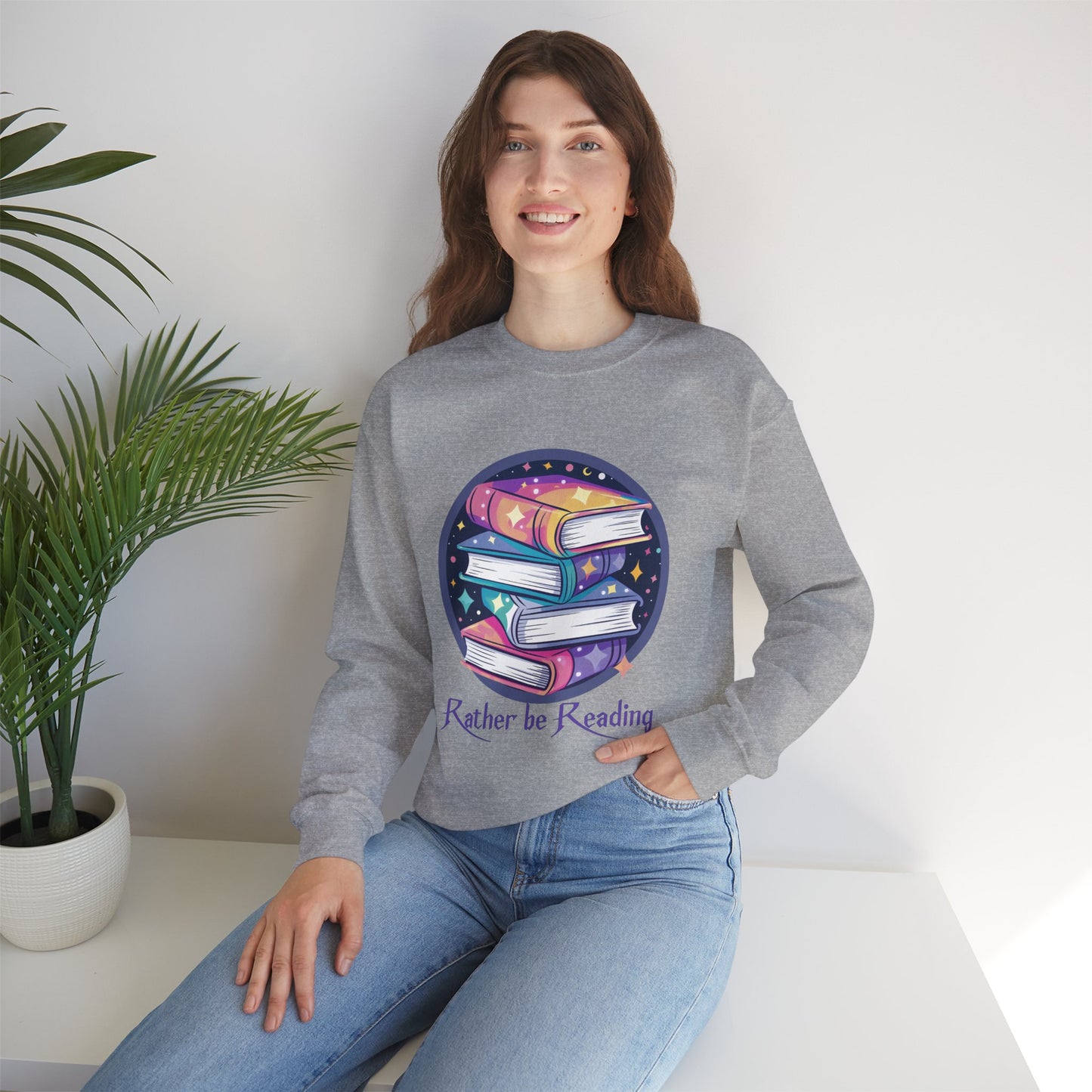 Rather be Reading Book Lovers Crewneck Sweatshirt