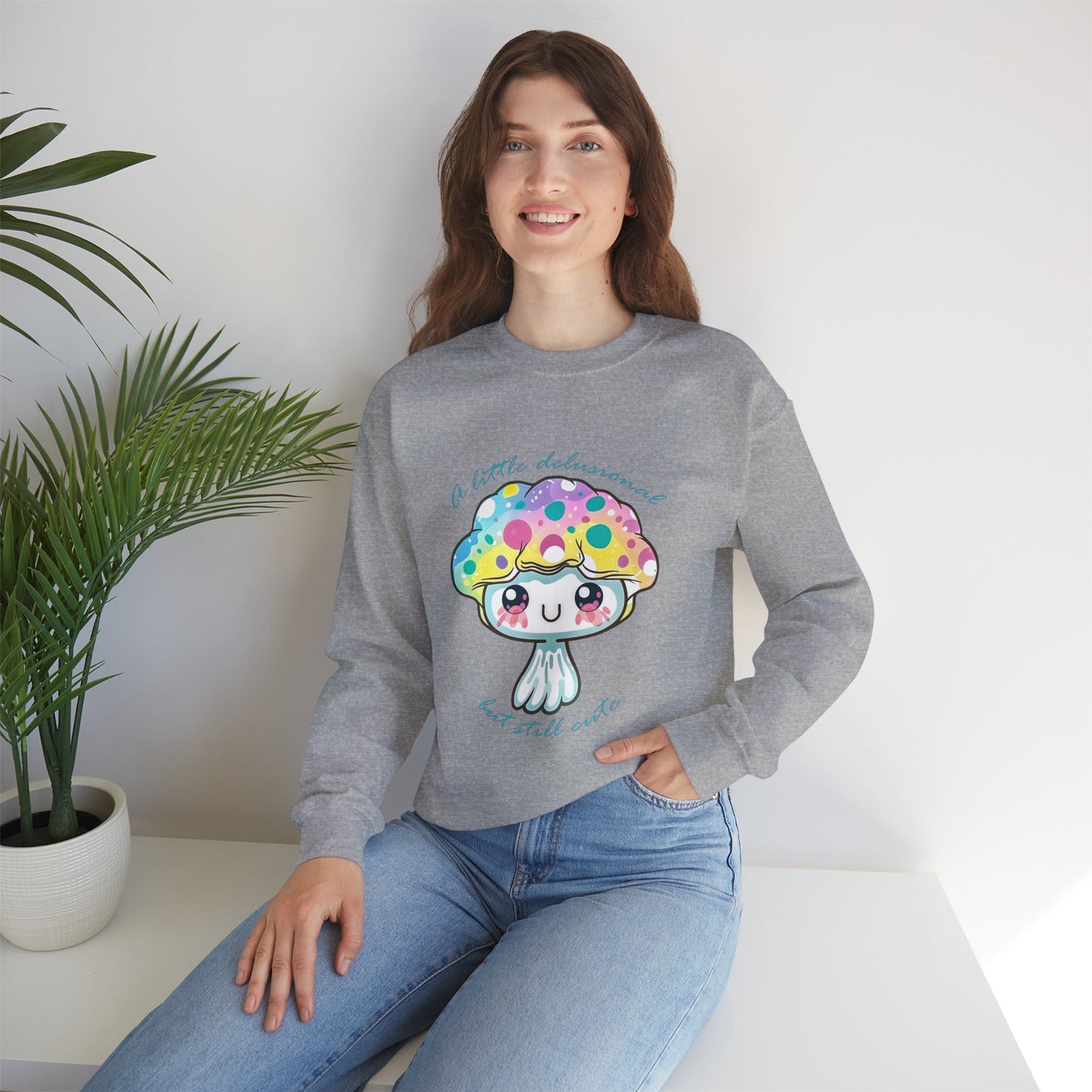 Little Delusional, Still Cute Kawaii Jellyfish Crewneck Sweatshirt