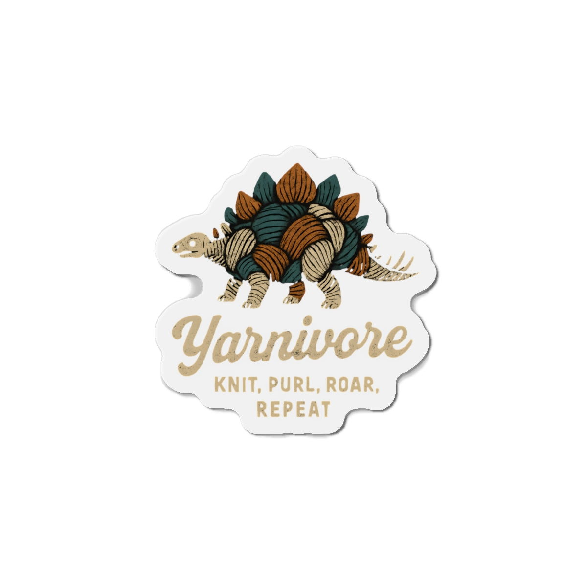 Yarnivore Knit, Purl, Roar Die-Cut Magnet
