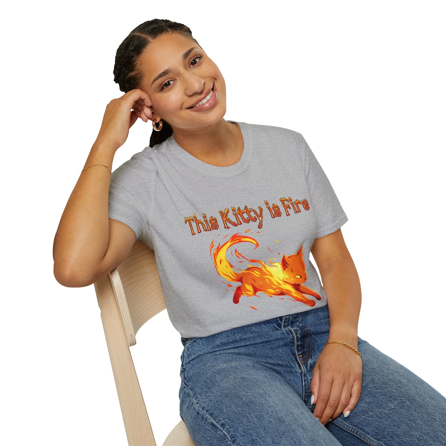 This Kitty is Fire Cat Lover's Unisex T-Shirt - 'This Kitty is Fire' Graphic Tee