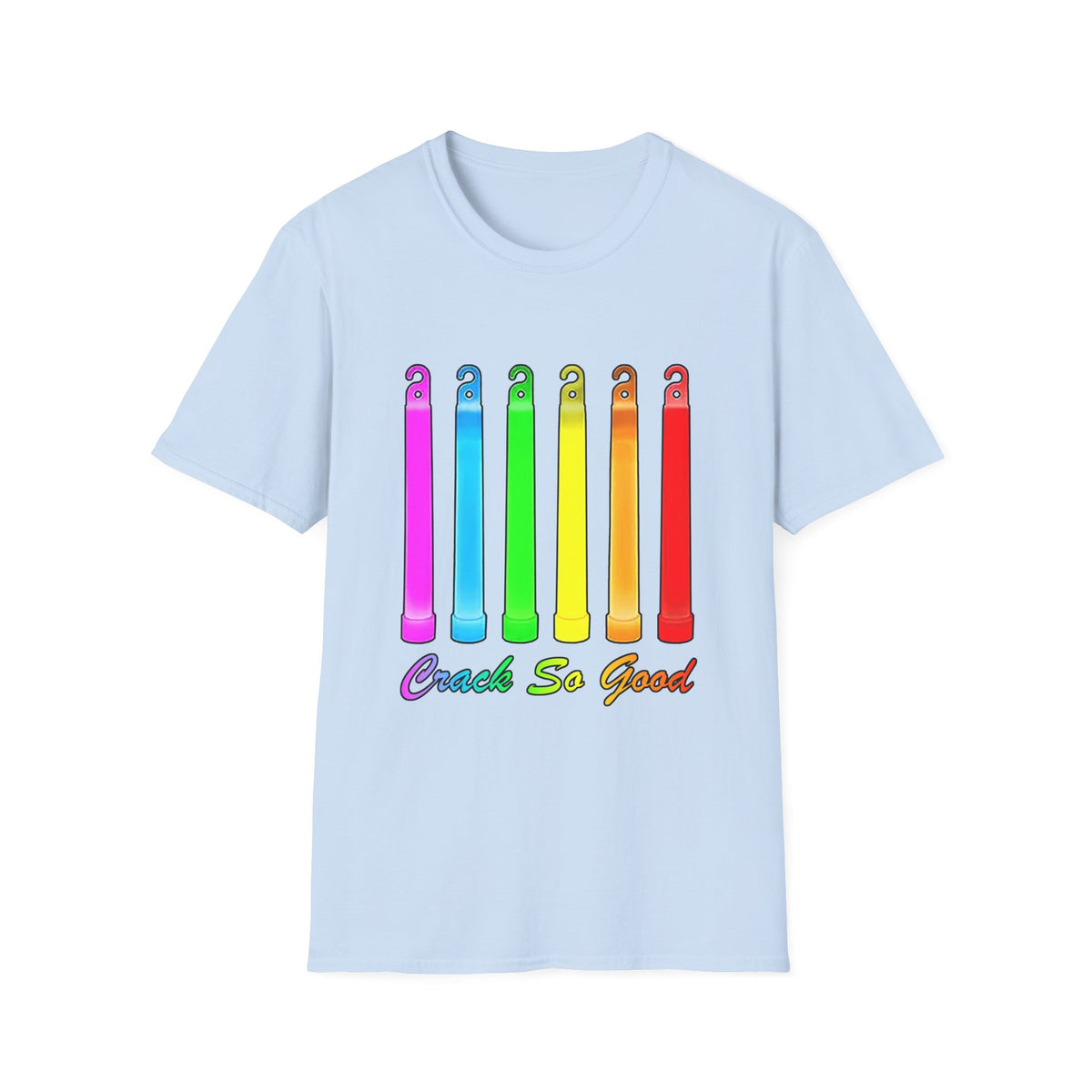 Rainbow Glow Crack Pipe Graphic T-Shirt — 'Crack So Good' Novelty Tee