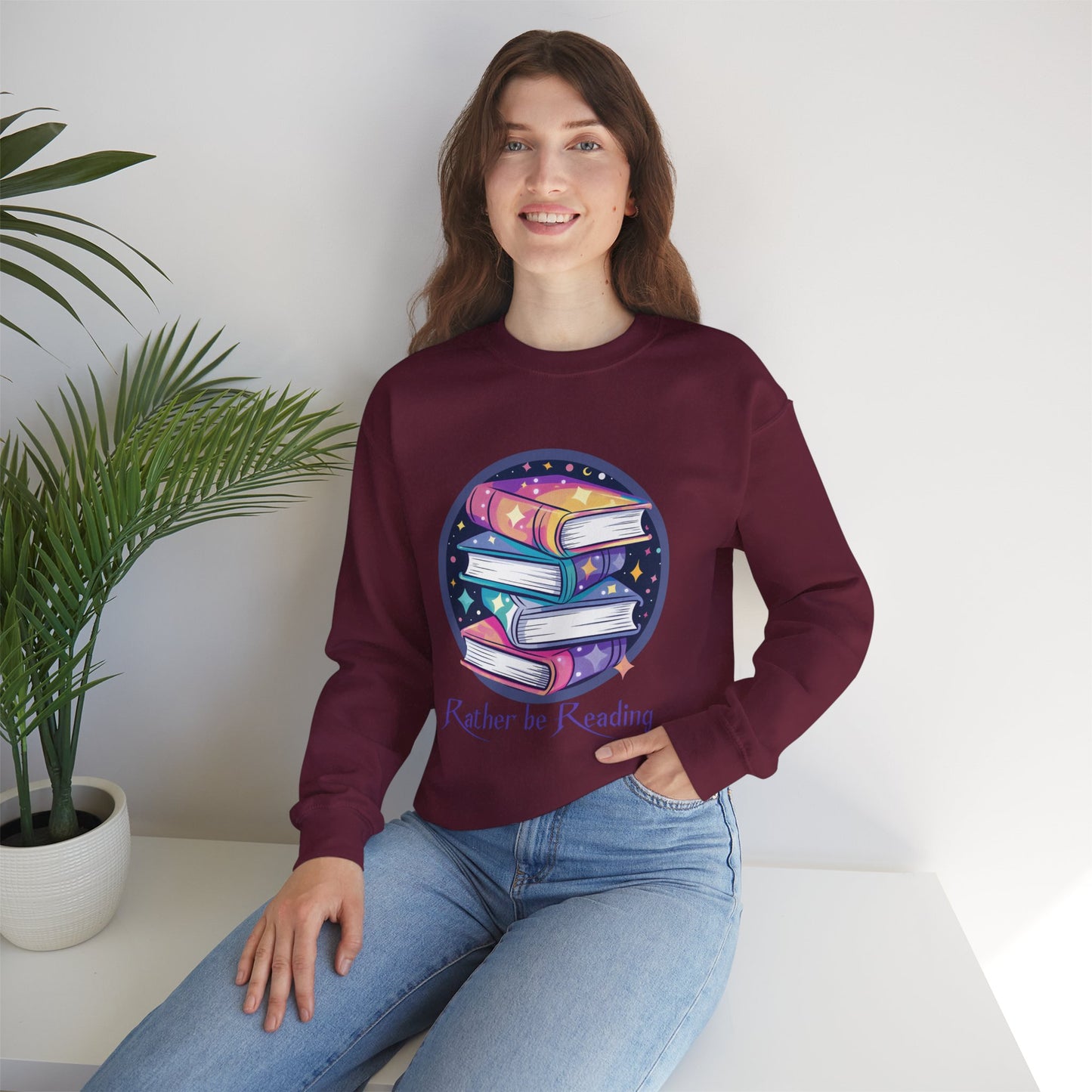 Rather be Reading Book Lovers Crewneck Sweatshirt