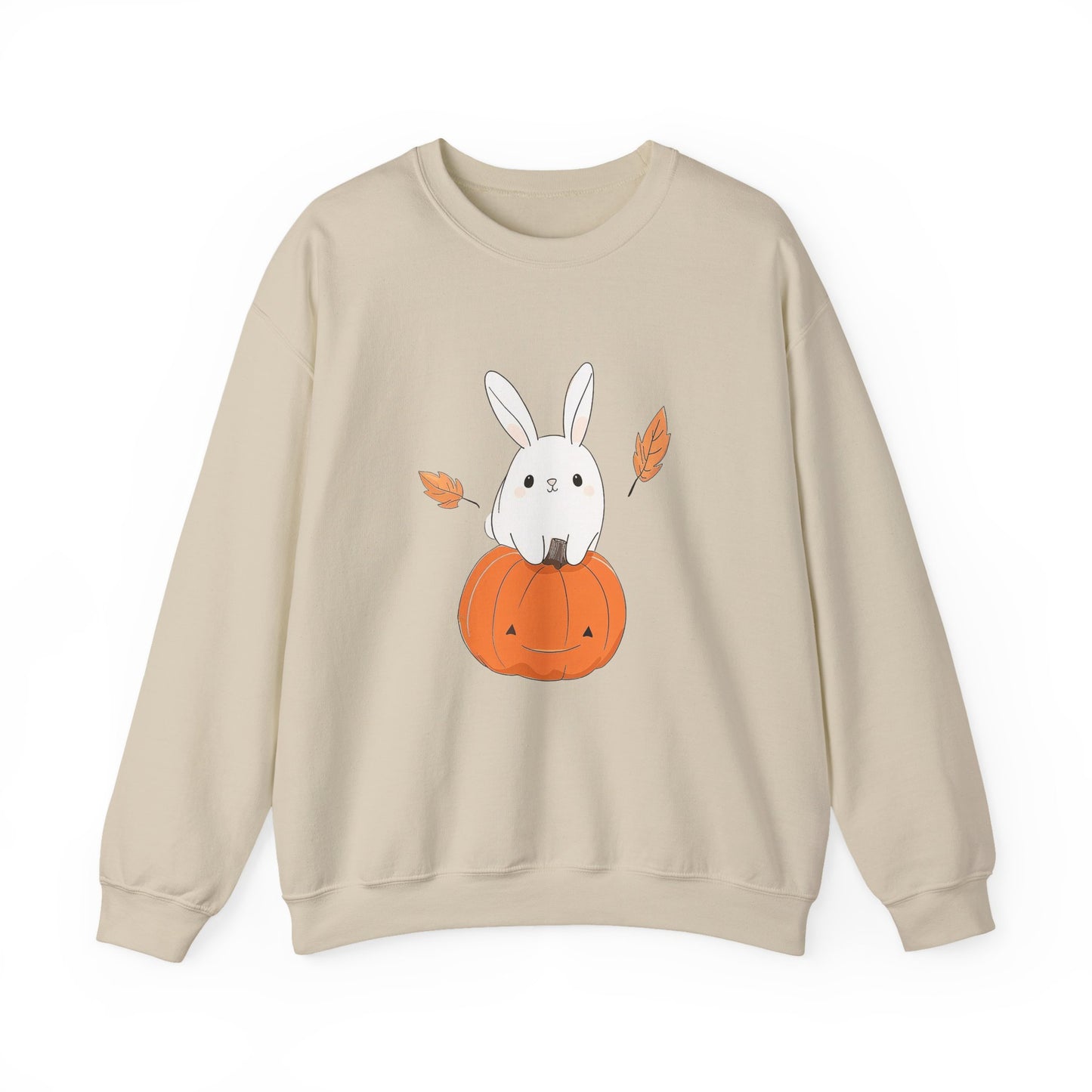 Cute Bunny and Pumpkin Crewneck Sweatshirt - Fall Unisex Pullover