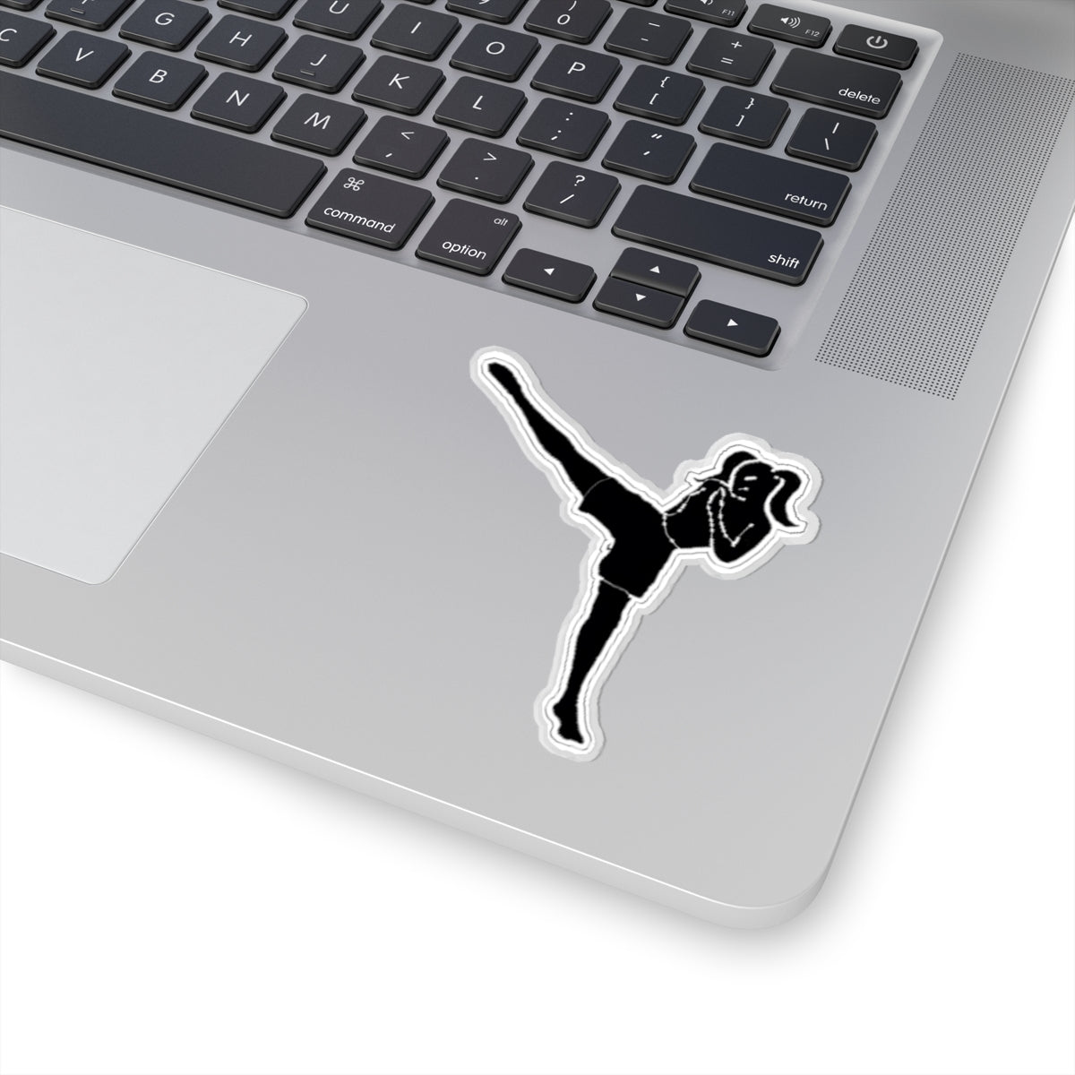 Fight Like A Girl Martial Arts Kick Sticker — Female Kickboxing Silhouette Kiss-Cut Decal