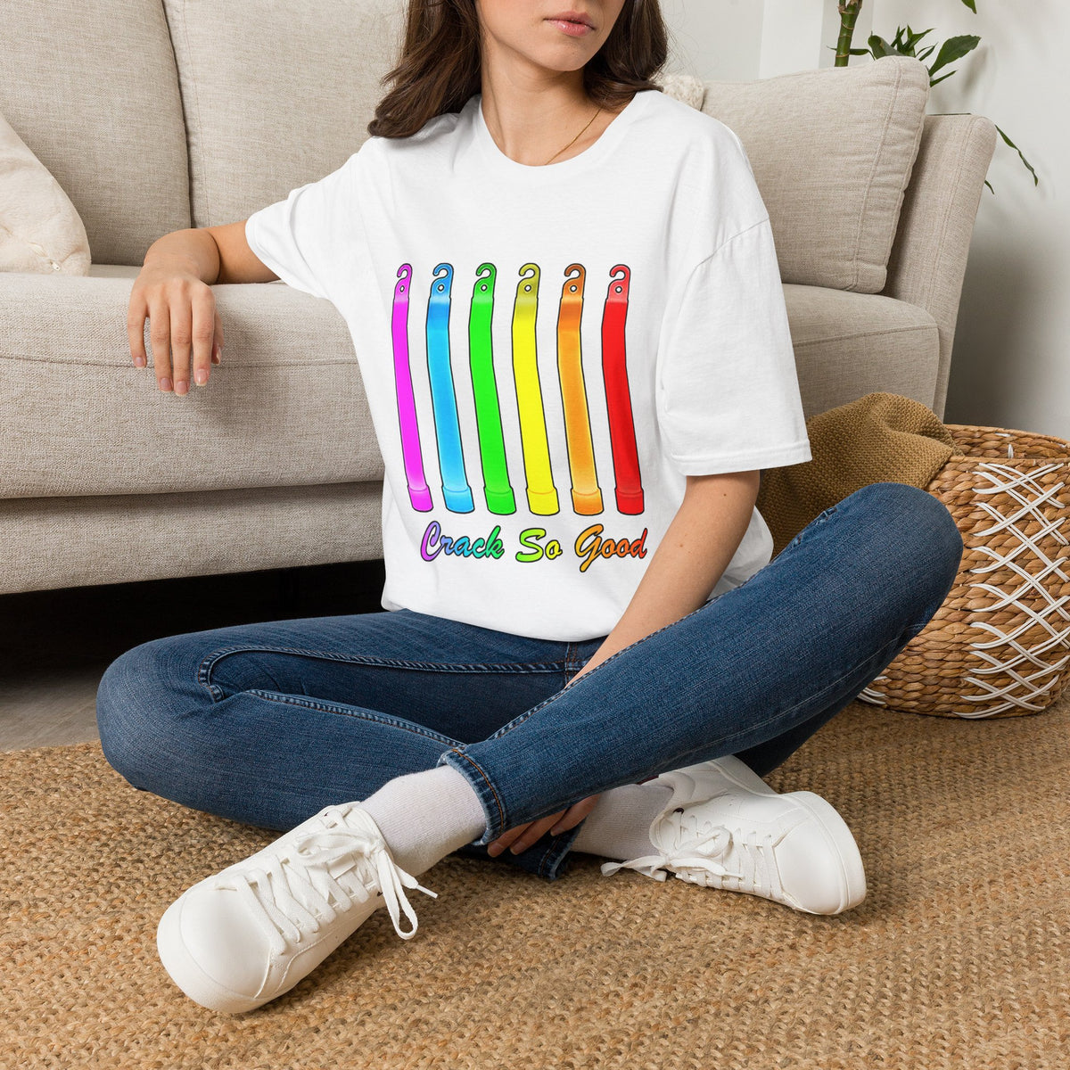 Rainbow Glow Crack Pipe Graphic T-Shirt — 'Crack So Good' Novelty Tee