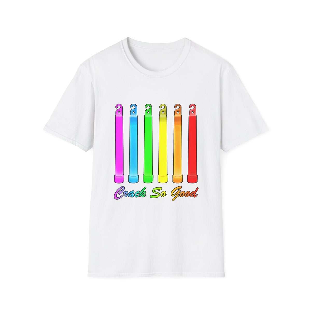 Rainbow Glow Crack Pipe Graphic T-Shirt — 'Crack So Good' Novelty Tee