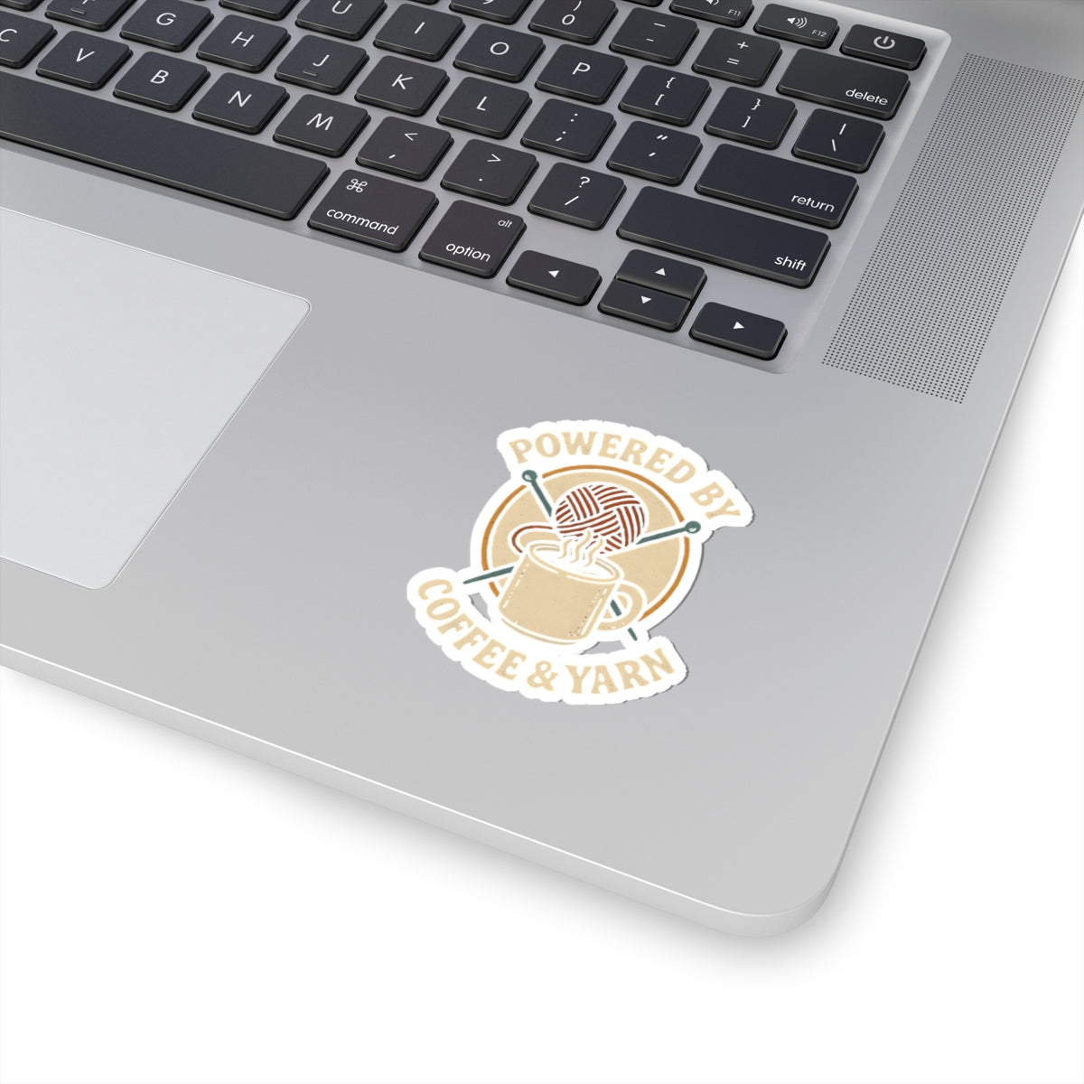 "Powered by Coffee & Yarn" Knitting Sticker (Kiss-Cut)