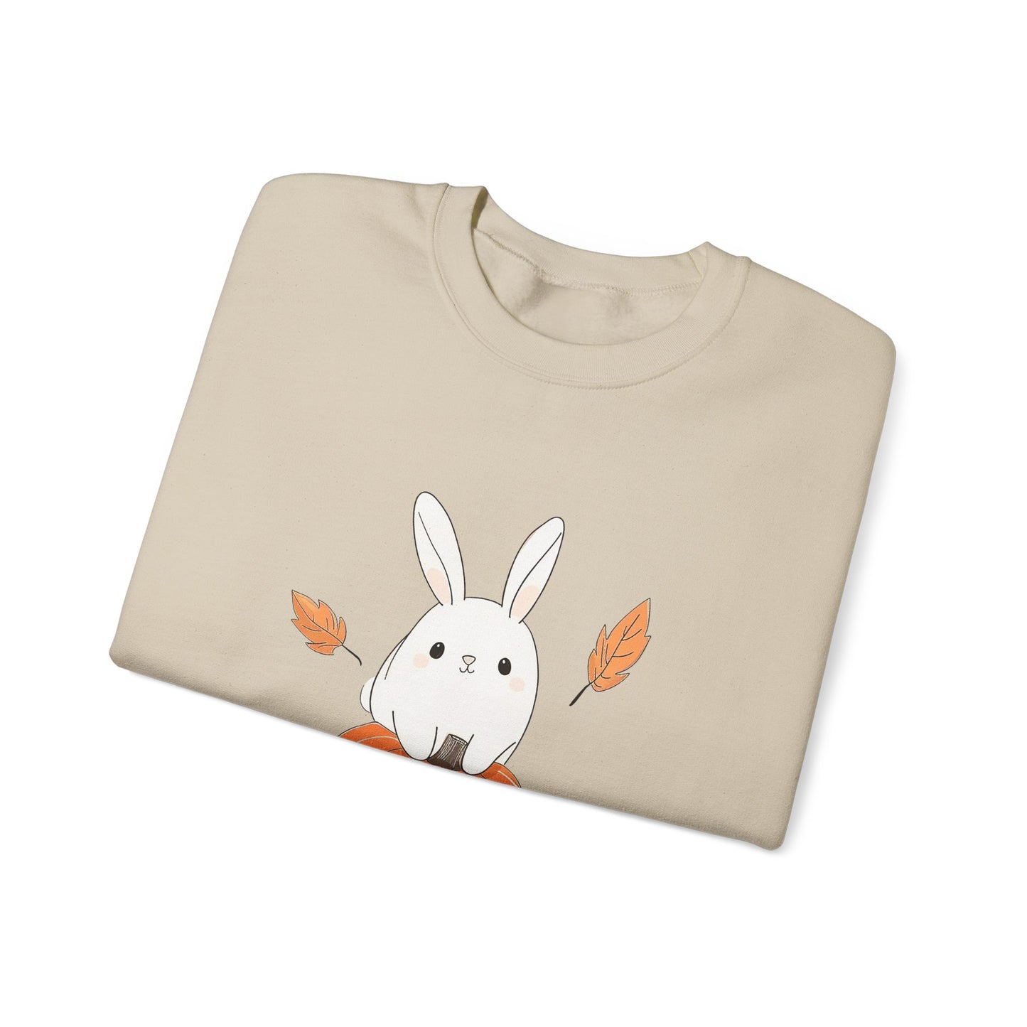 Cute Bunny and Pumpkin Crewneck Sweatshirt - Fall Unisex Pullover
