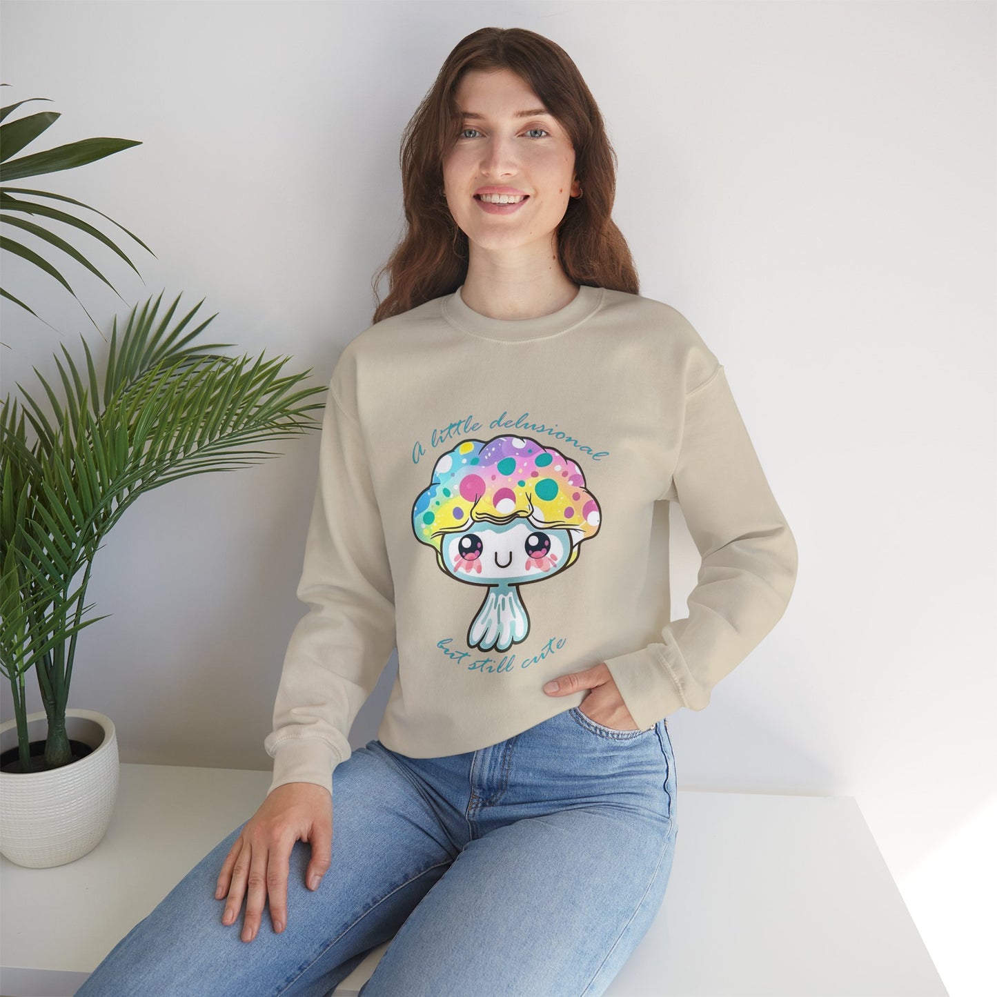 Little Delusional, Still Cute Kawaii Jellyfish Crewneck Sweatshirt
