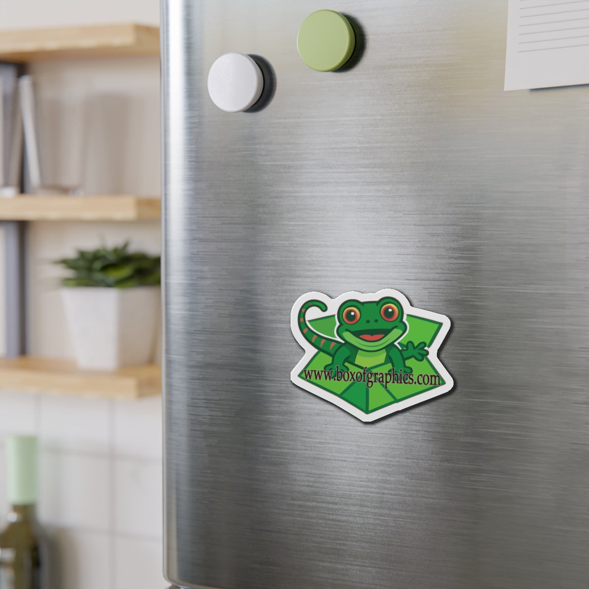 BoxLizard Die-Cut Magnet — Cute Green BoxLizard