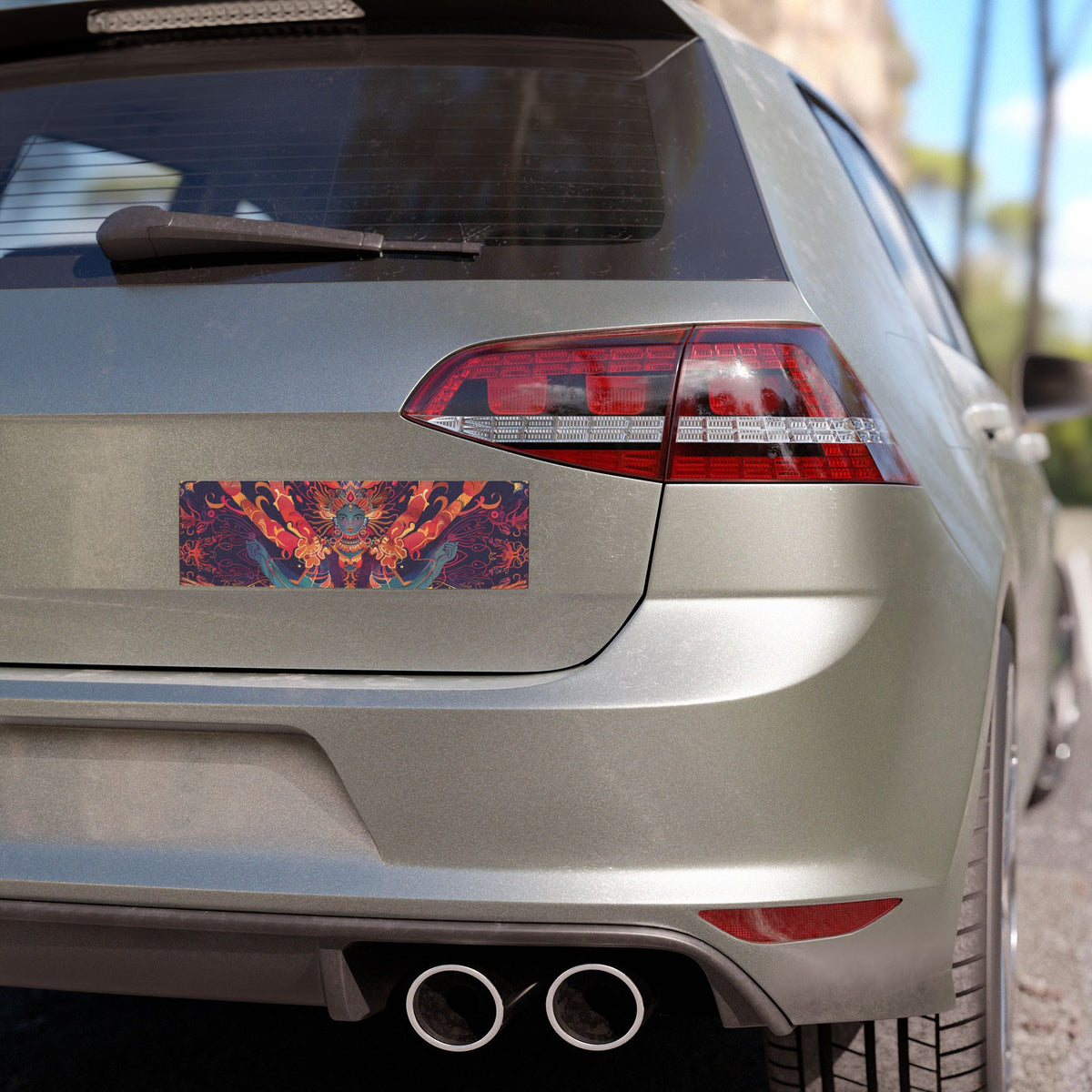 Psychedelic Goddess Car Magnet – Vibrant Hindu-Inspired Dash/Rear Window Decal