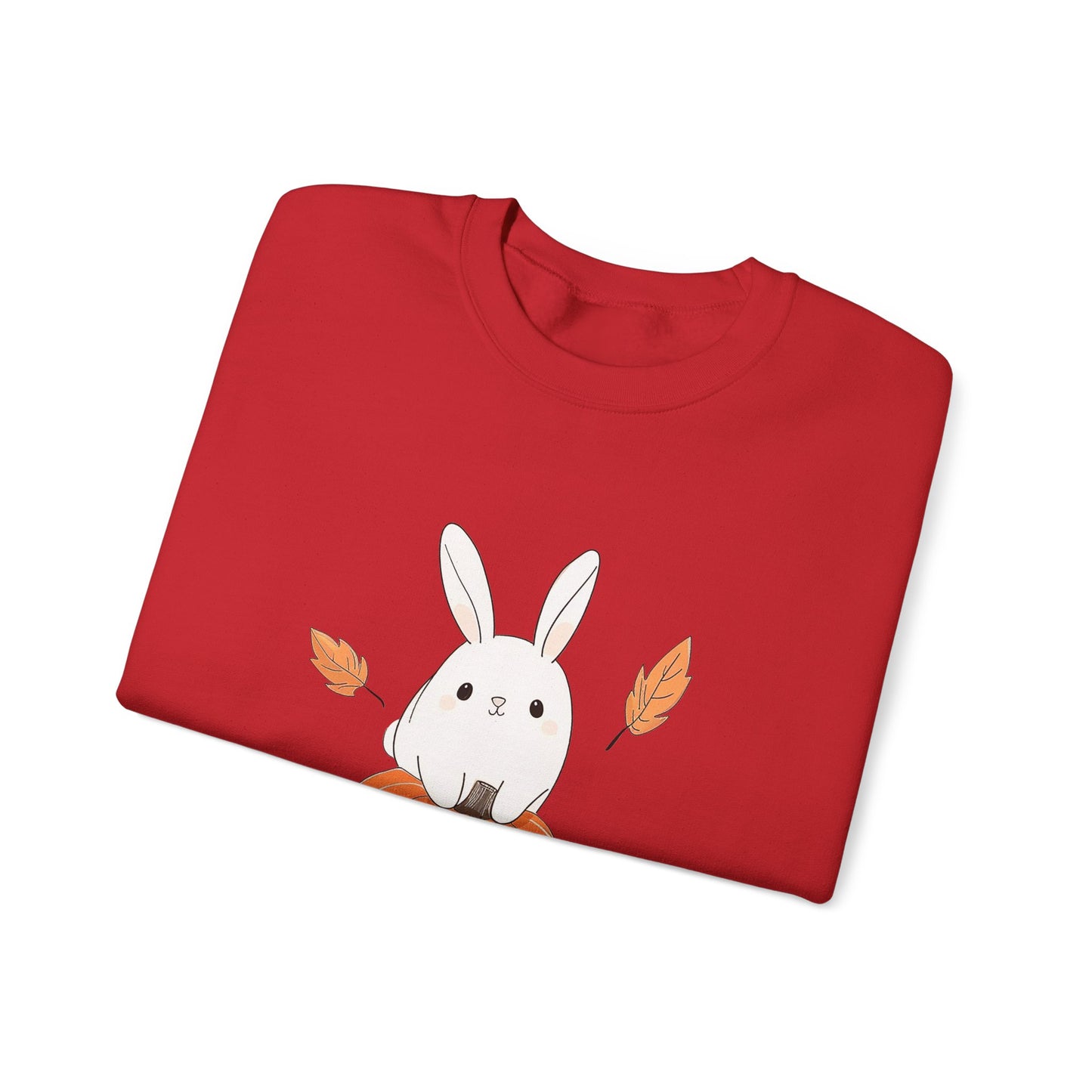 Cute Bunny and Pumpkin Crewneck Sweatshirt - Fall Unisex Pullover