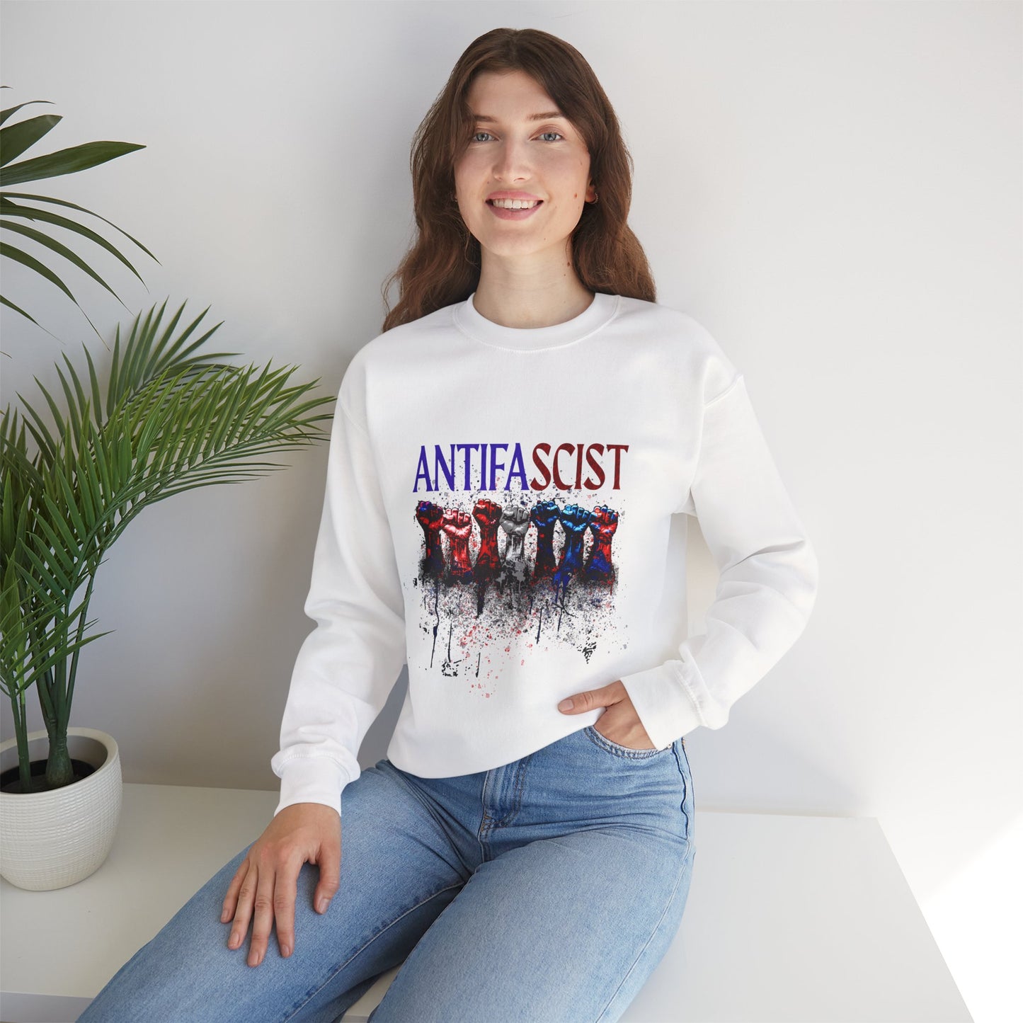Antifascist Crewneck Sweatshirt Unisex Heavy Blend™