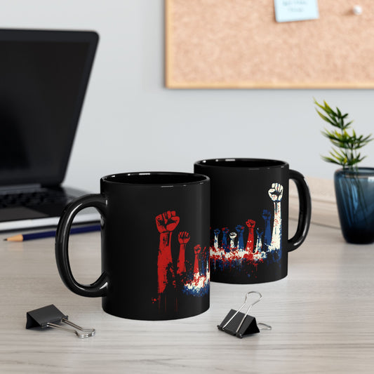 Empowerment Black Mug - 11oz | Bold Fist Design for Activists & Allies
