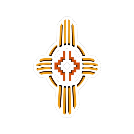Zia Sun Symbol Kiss-Cut Sticker — Southwestern Geometric Decal for Laptops, Water Bottles & Journals