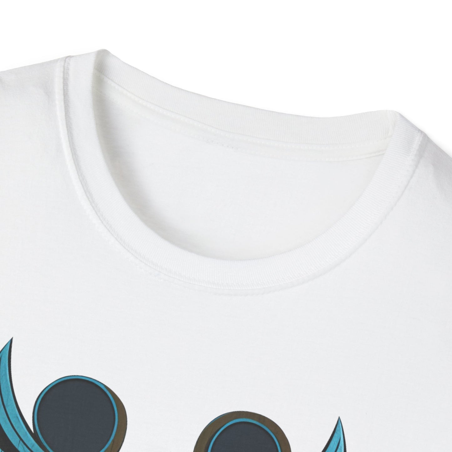 Stylized Blue and Gold Owl Design T-Shirt