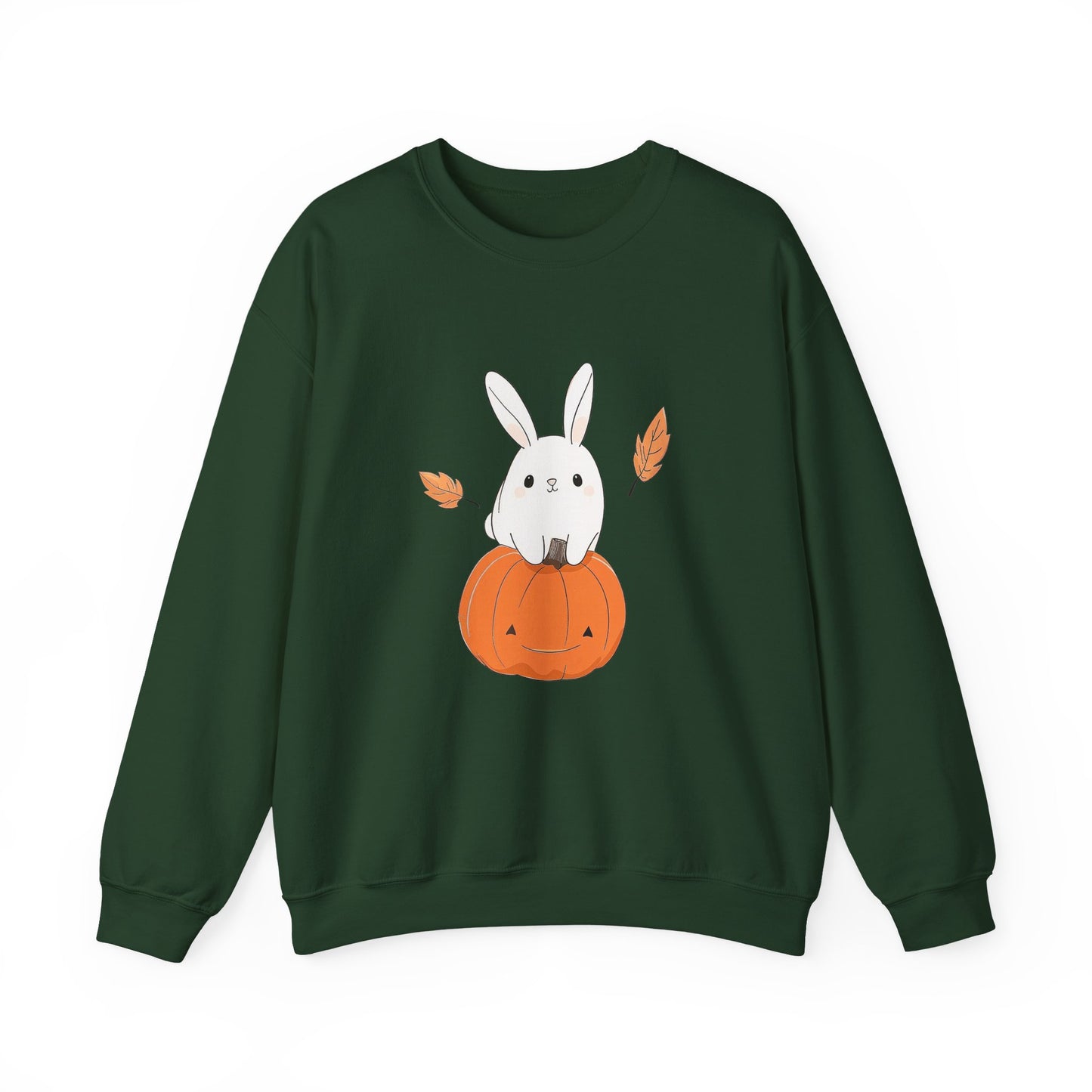 Cute Bunny and Pumpkin Crewneck Sweatshirt - Fall Unisex Pullover