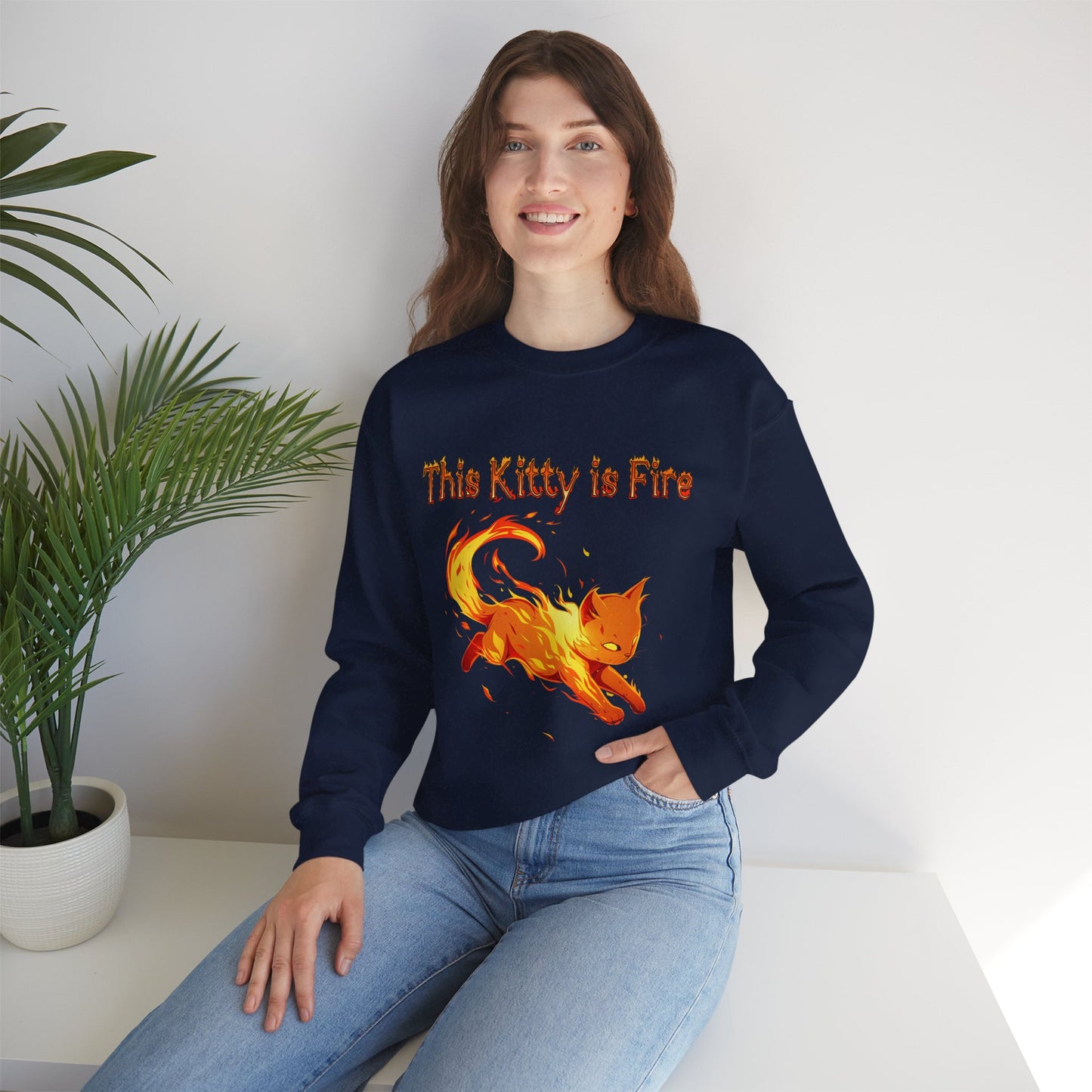 This Kitty is Fire Unisex Heavy Blend™ Crewneck Sweatshirt