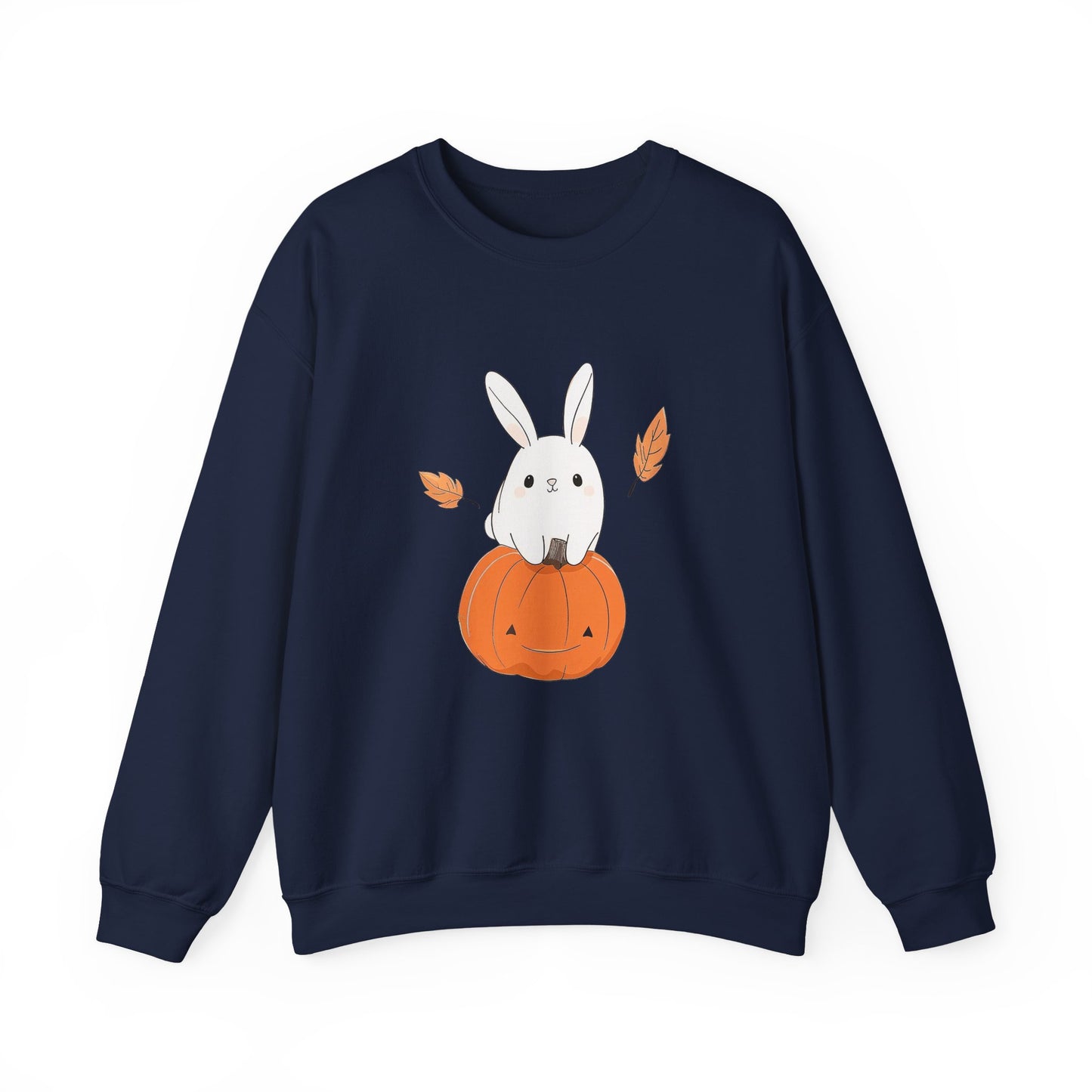 Cute Bunny and Pumpkin Crewneck Sweatshirt - Fall Unisex Pullover