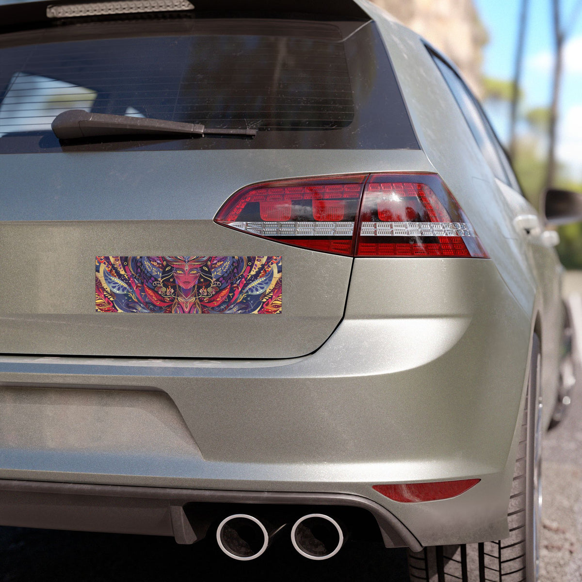 Boho Goddess Car Magnet — Vibrant Mystical Feathered Art