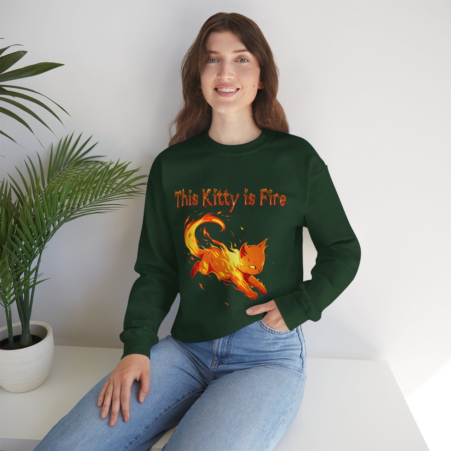 This Kitty is Fire Unisex Heavy Blend™ Crewneck Sweatshirt