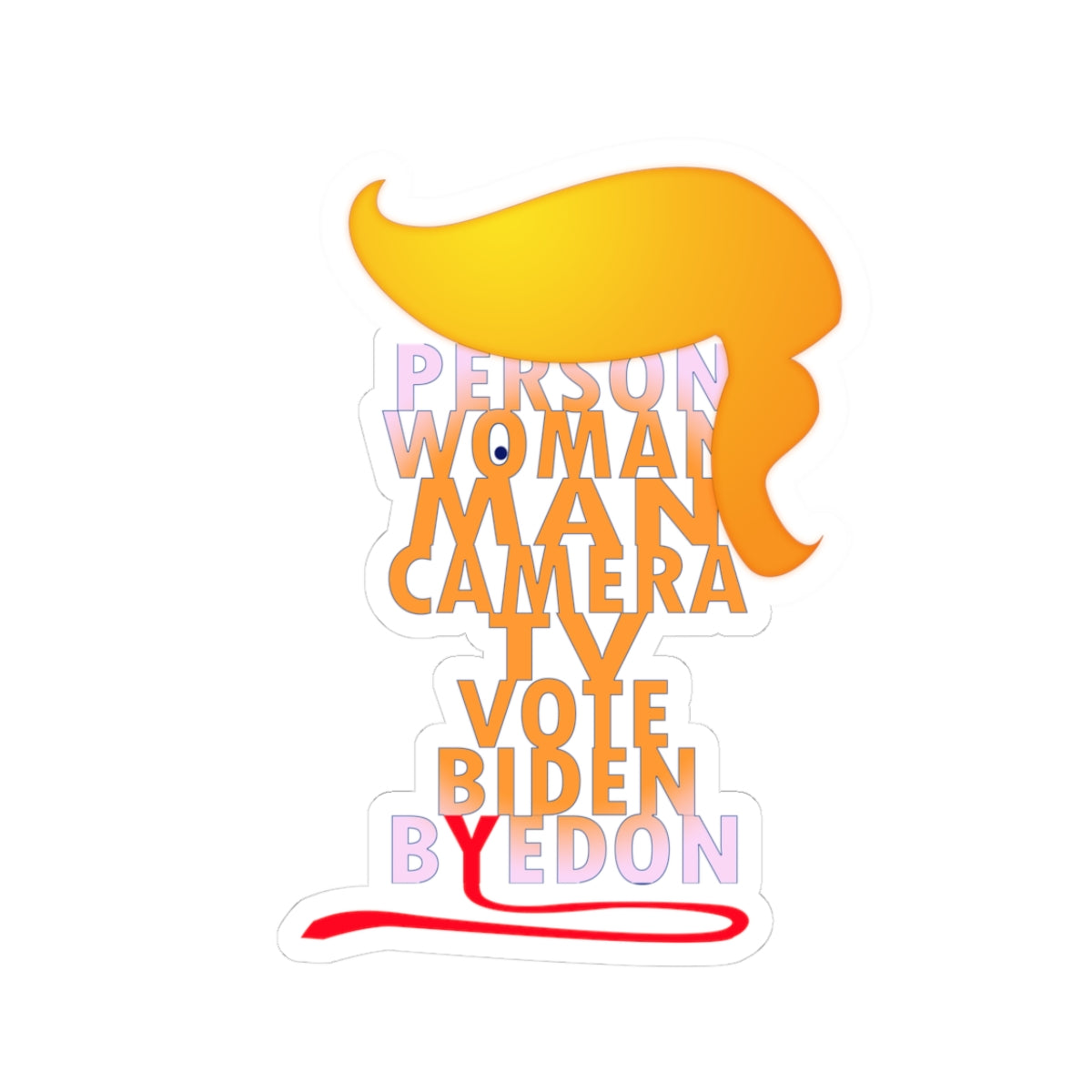 Political Silhouette Kiss-Cut Sticker — Layered Text 'Person Woman Man Camera TV Vote'