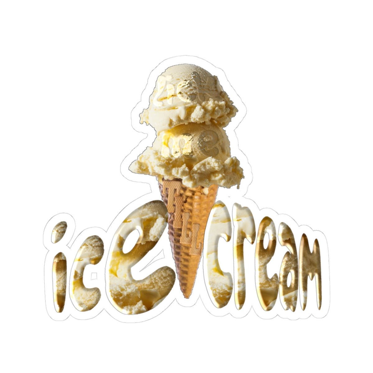 Lick Me Till Ice Cream Kiss-Cut Sticker — Retro Cone Design