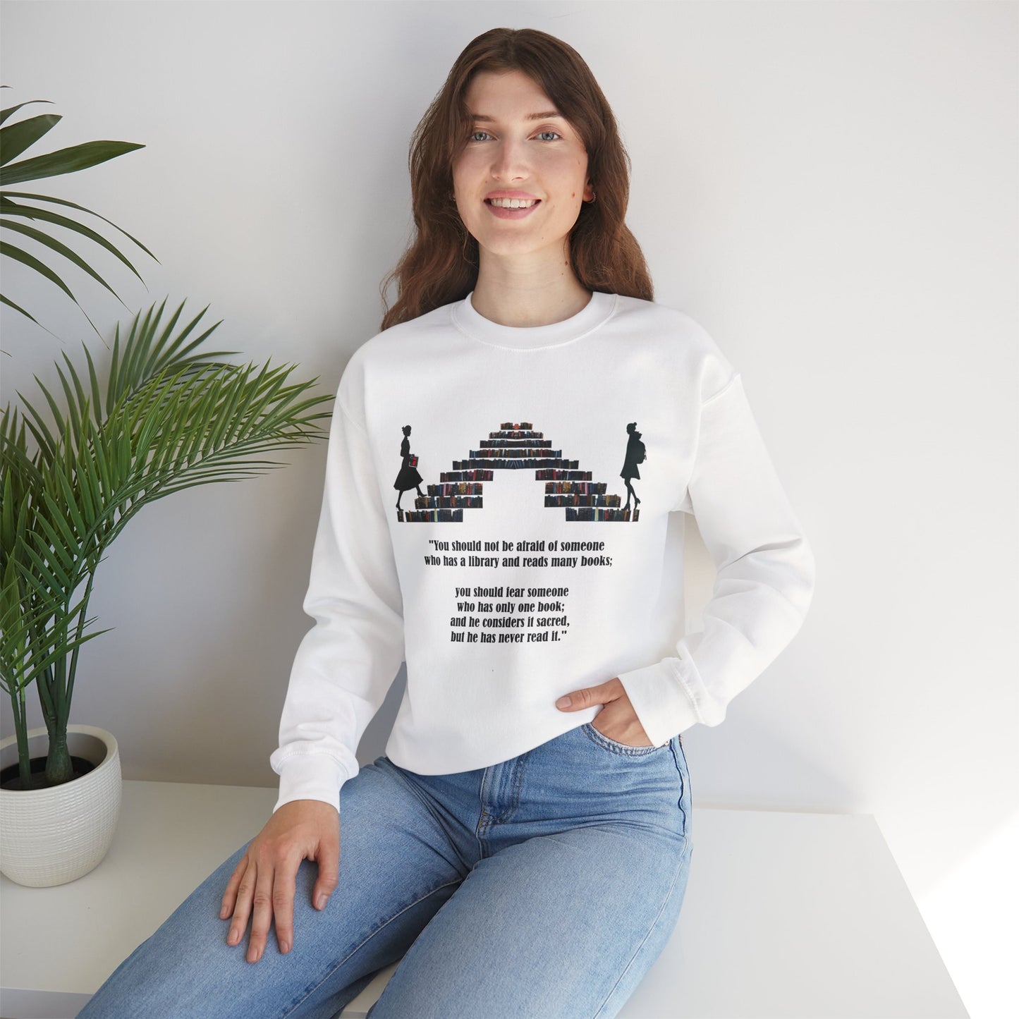Fear of One Sacred Book Quote Crewneck Sweatshirt